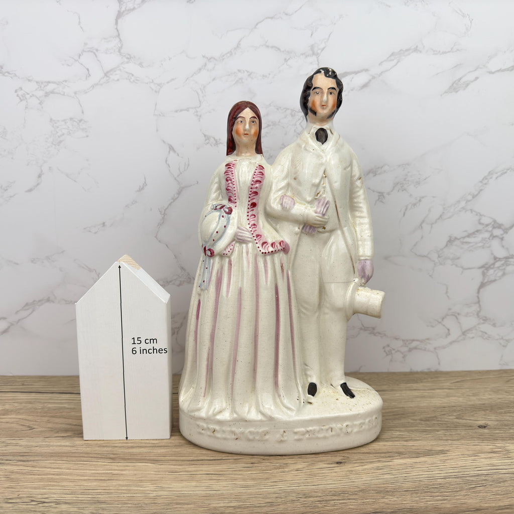 Victorian Staffordshire Prince and Princess Figurine, 1860 Royalty Display