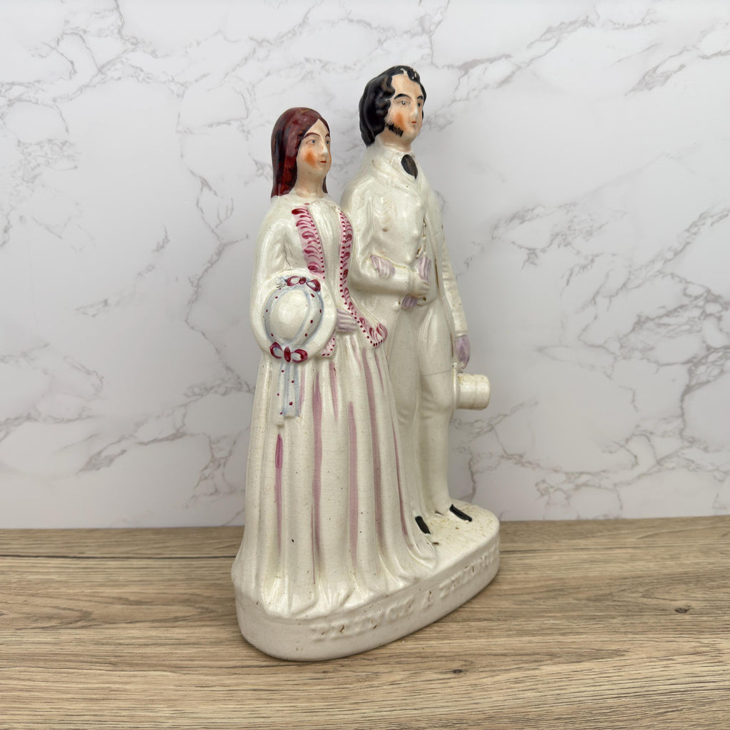 Victorian Staffordshire Prince and Princess Figurine, 1860 Royalty Display