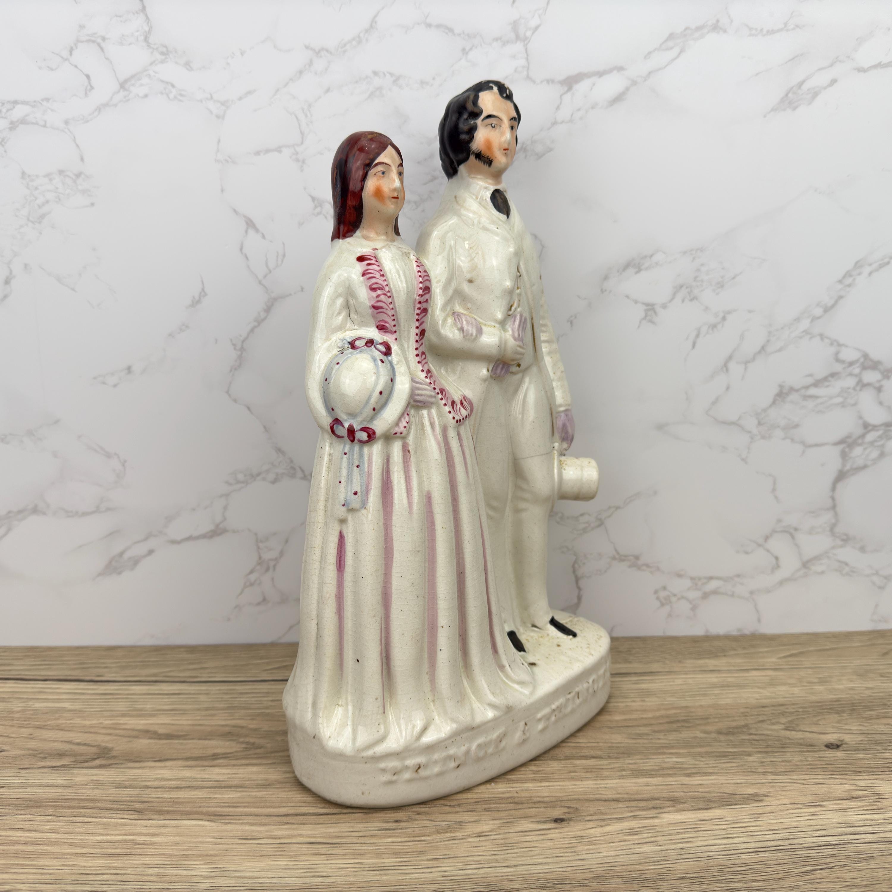 Victorian Staffordshire Prince and Princess Figurine, 1860 Royalty Display
