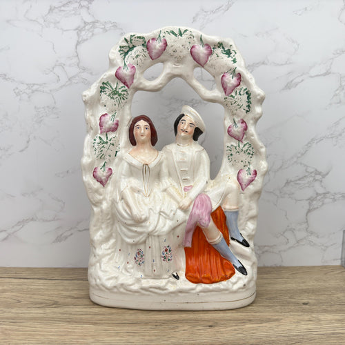 Antique Staffordshire Flatback Figurine, Victorian Courting Couple Decor