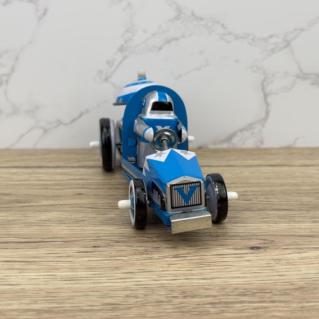 Vintage Tin Space Race Car, Lithographed Clockwork Toy (Key Missing)