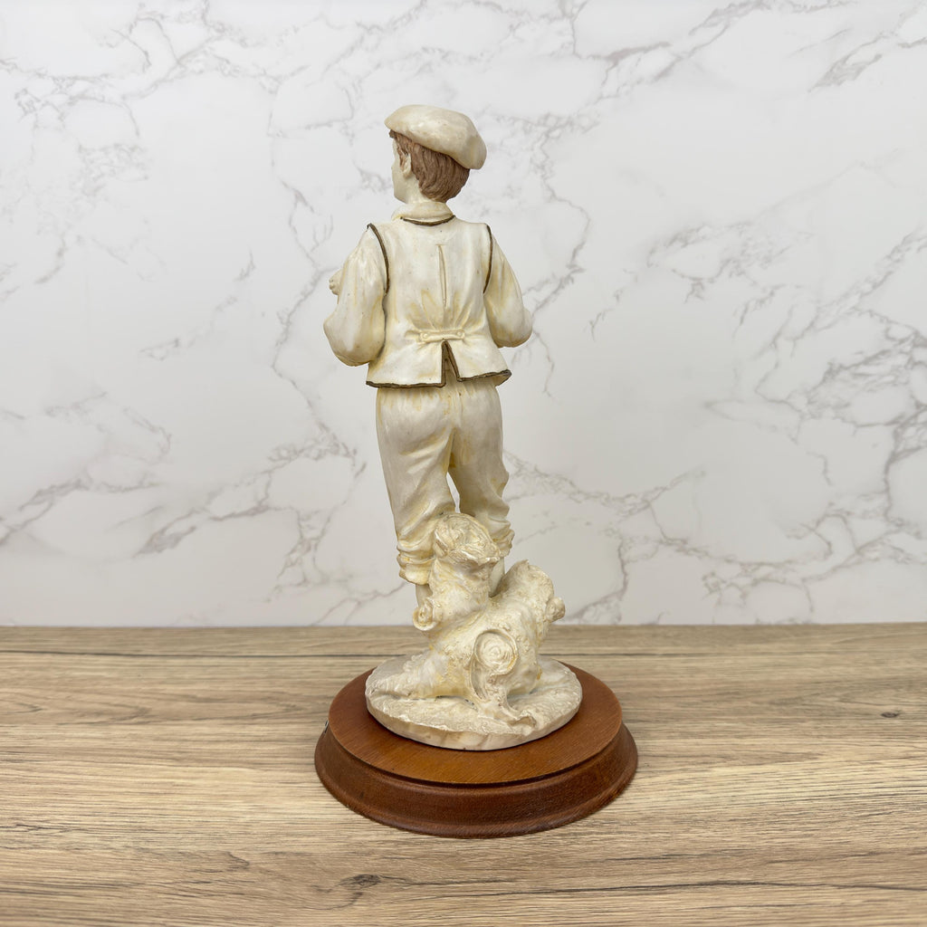 Vintage Leonardo Resin Figurine, Boy with Lamb, Countryside Decor