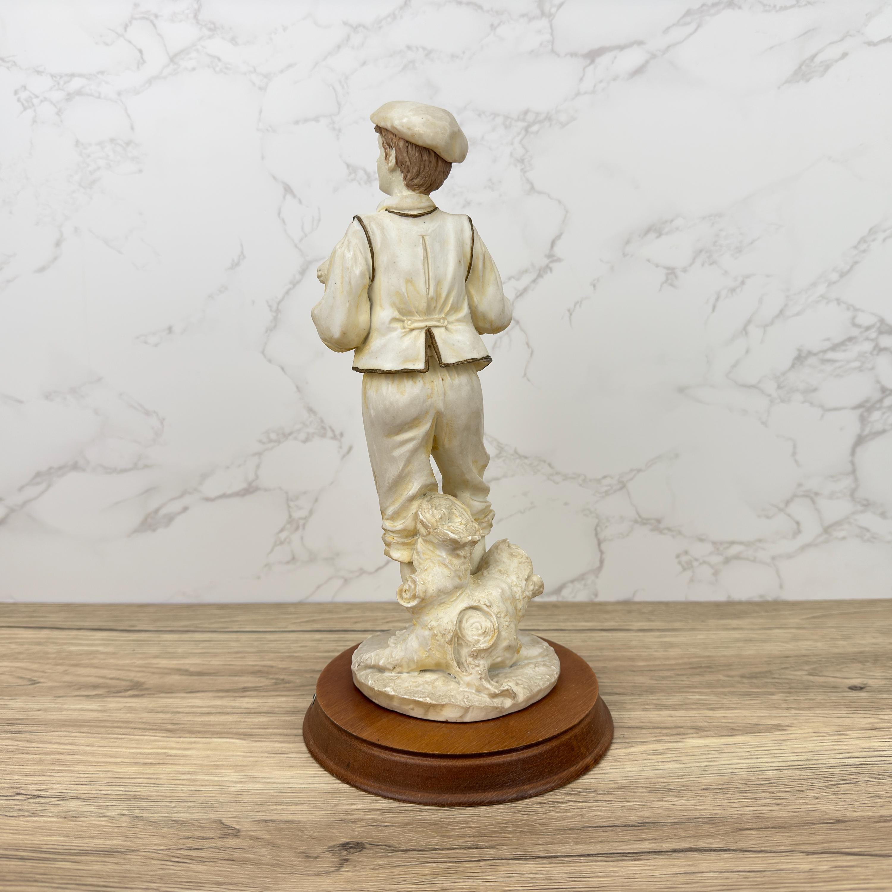 Vintage Leonardo Resin Figurine, Boy with Lamb, Countryside Decor