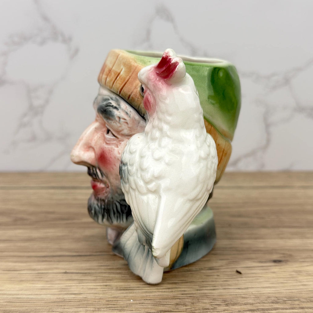 Vintage Ceramic Pirate Toby Jug with Cockatoo