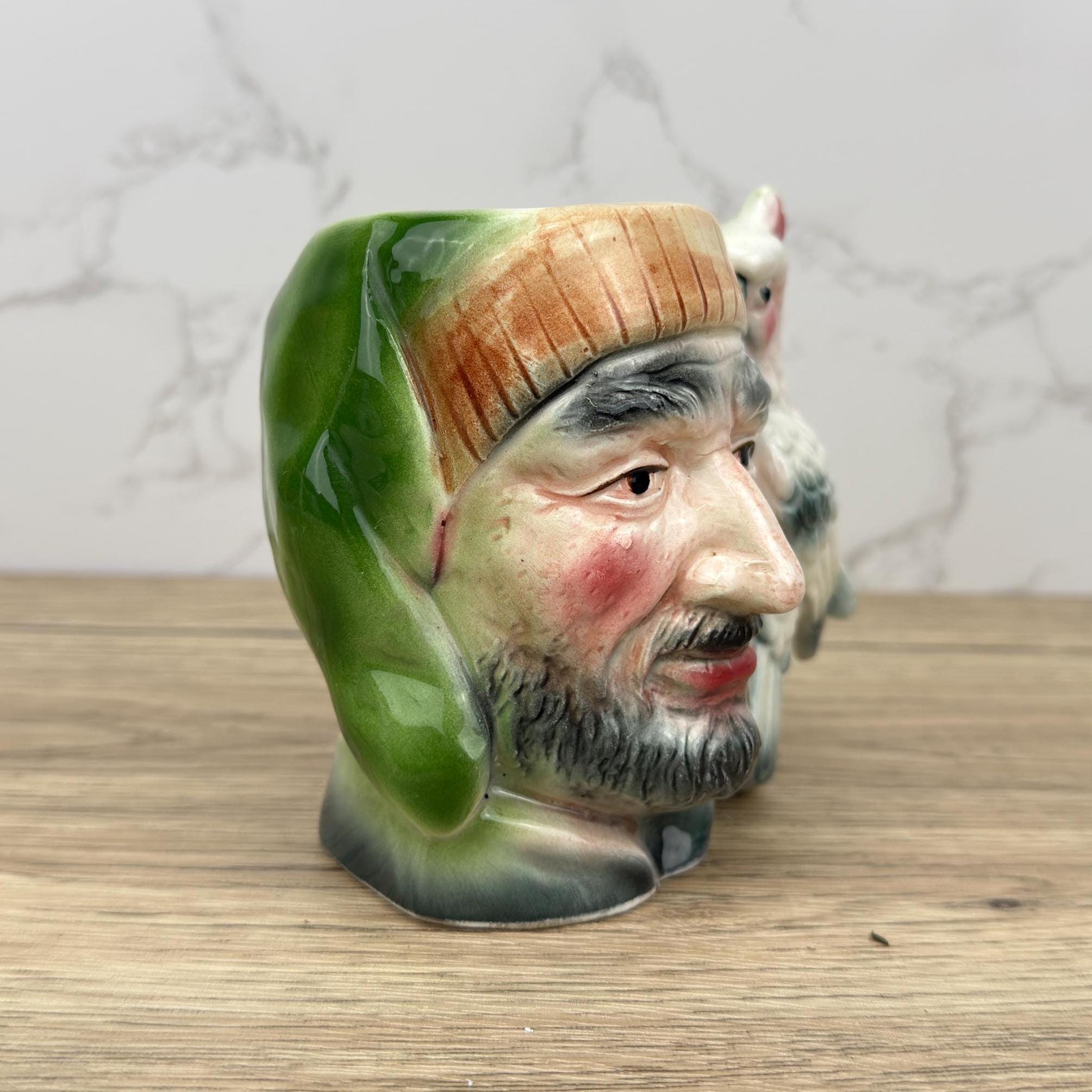 Vintage Ceramic Pirate Toby Jug with Cockatoo