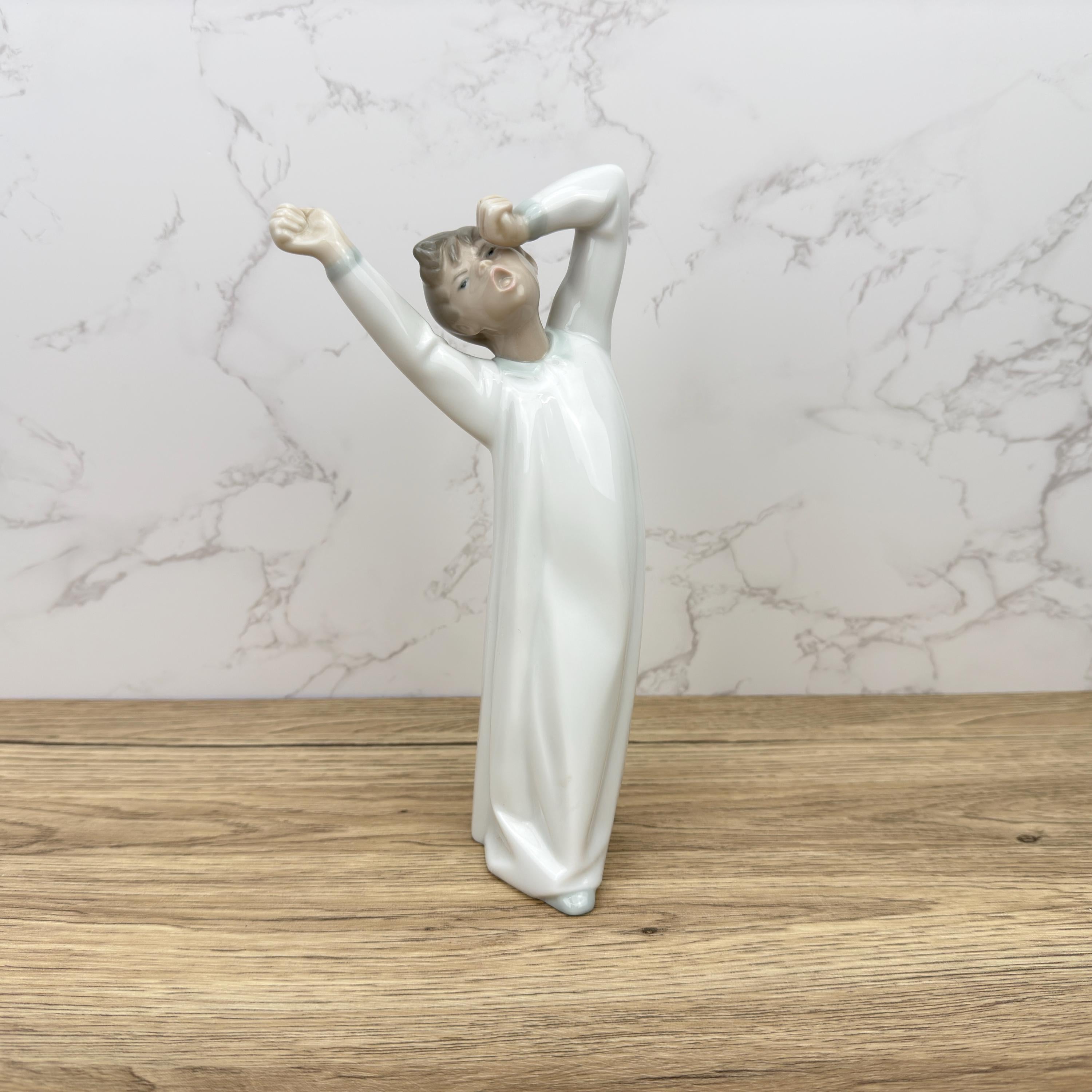Vintage Lladro Boy Awaking Porcelain Figurine 4870, Collectible Spain