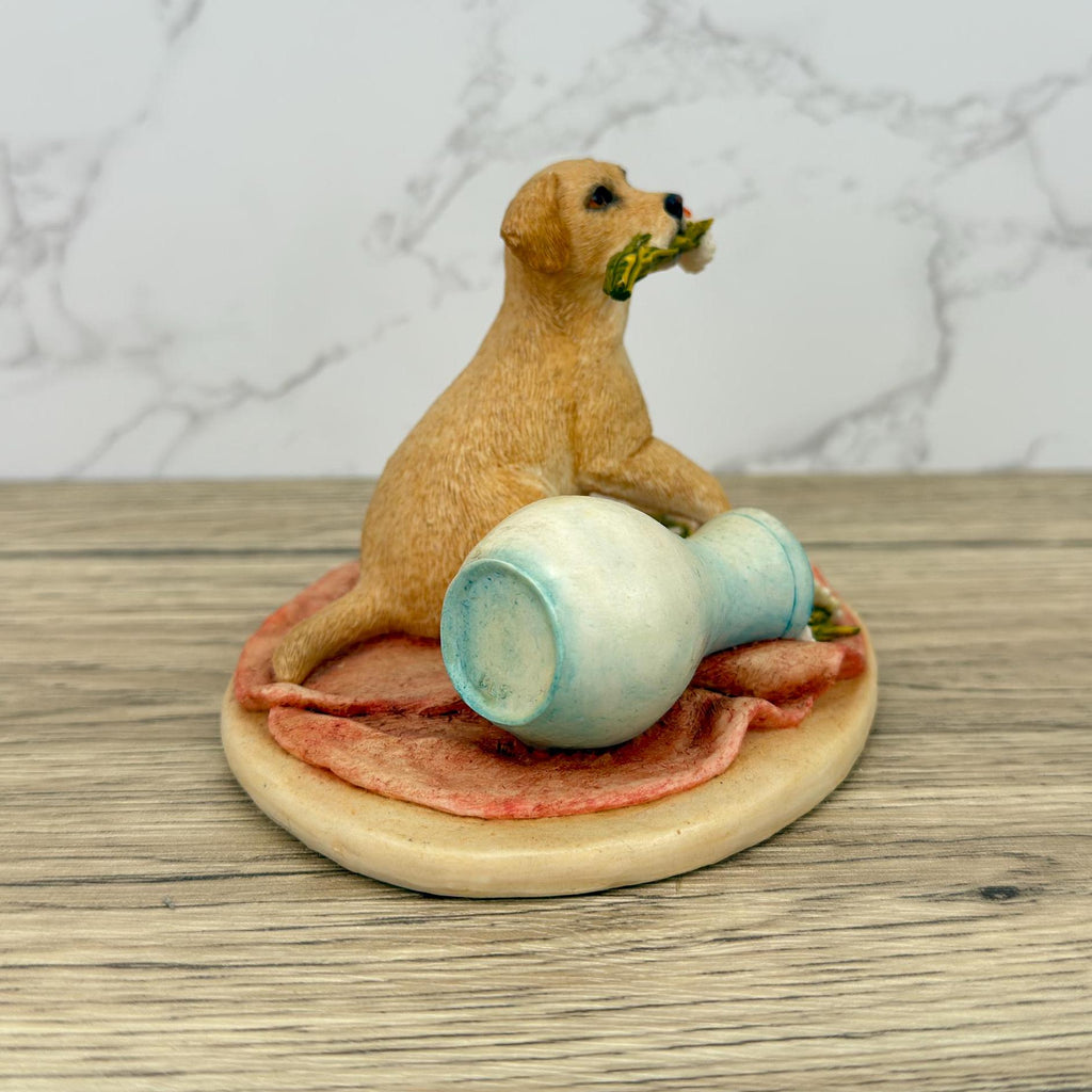 Vintage Sherratt & Simpson Resin Labrador Puppy Figurine with Vase