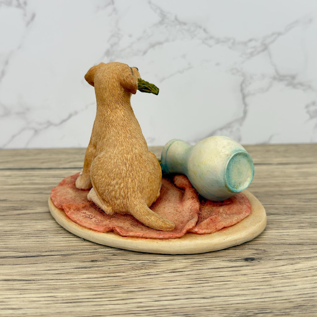 Vintage Sherratt & Simpson Resin Labrador Puppy Figurine with Vase