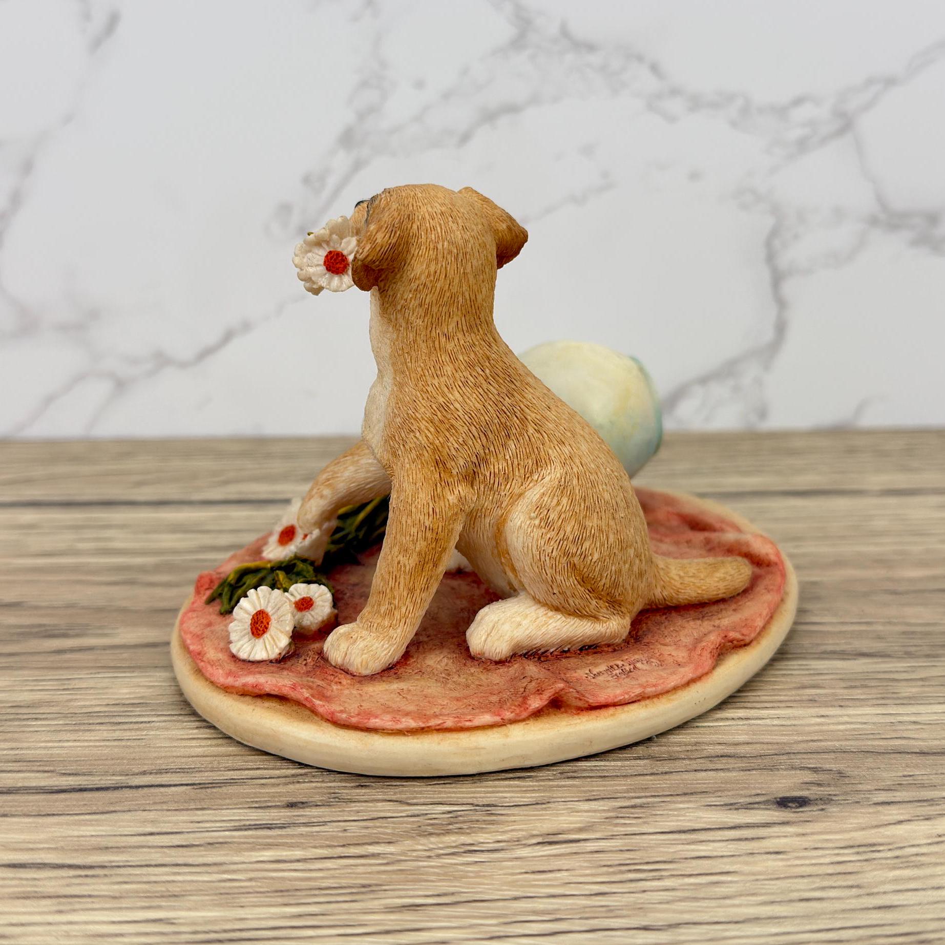 Vintage Sherratt & Simpson Resin Labrador Puppy Figurine with Vase