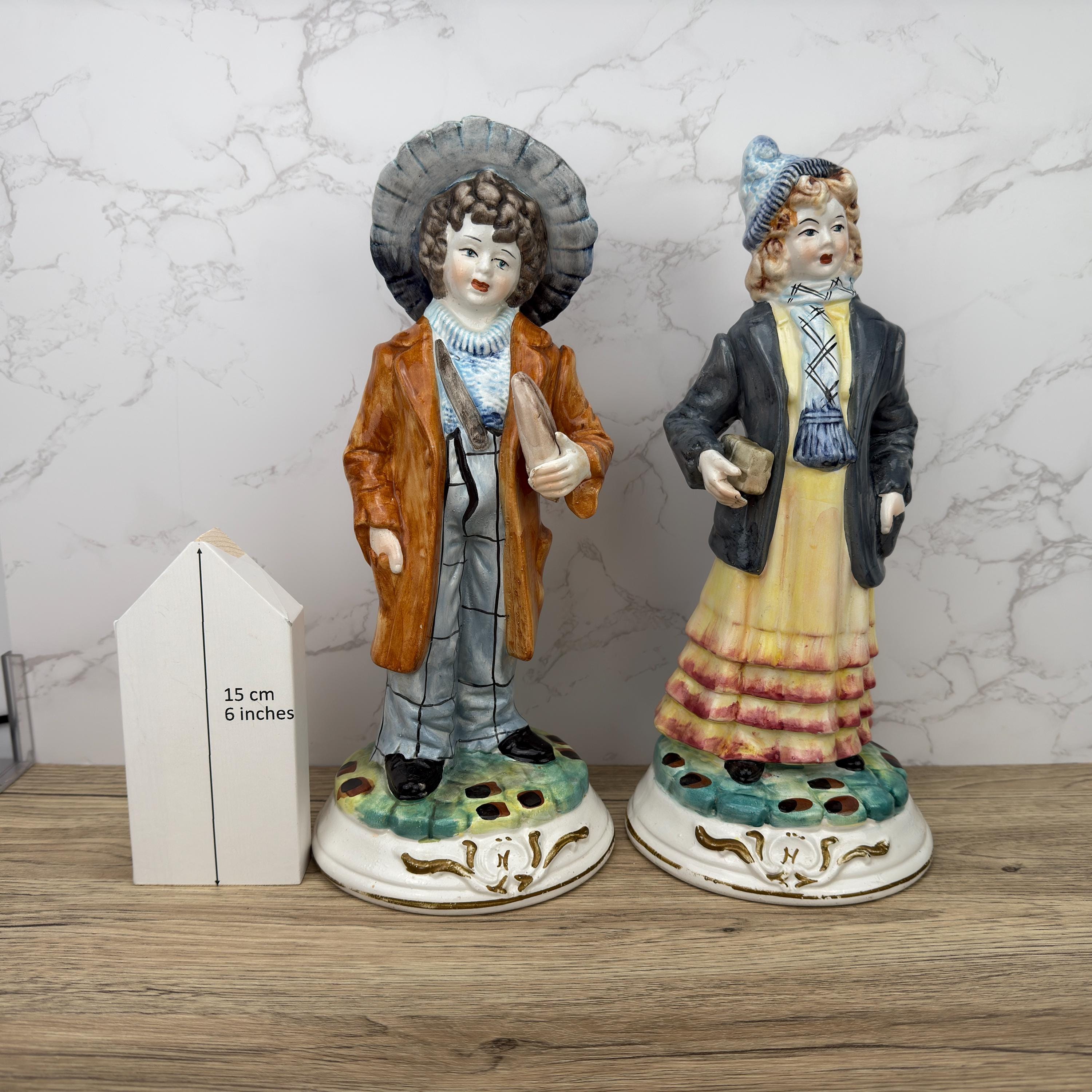 Vintage Capodimonte Figurines, Porcelain Boy and Girl, Italian Home Decor