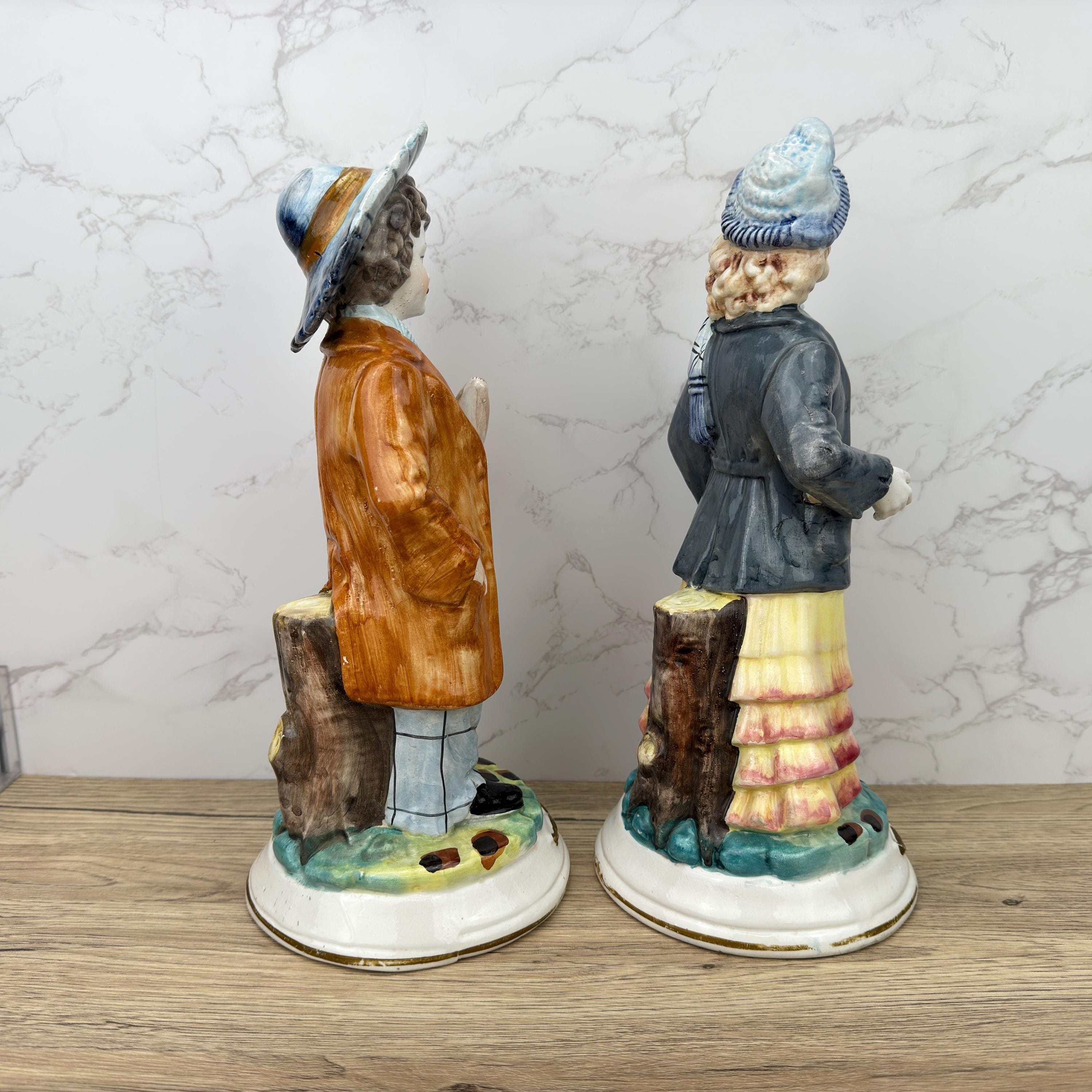 Vintage Capodimonte Figurines, Porcelain Boy and Girl, Italian Home Decor