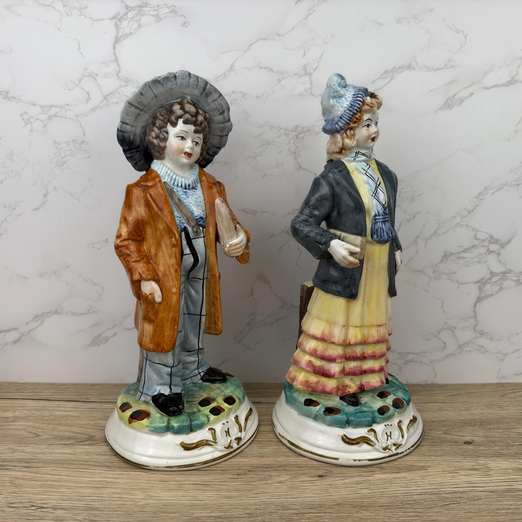 Vintage Capodimonte Figurines, Porcelain Boy and Girl, Italian Home Decor