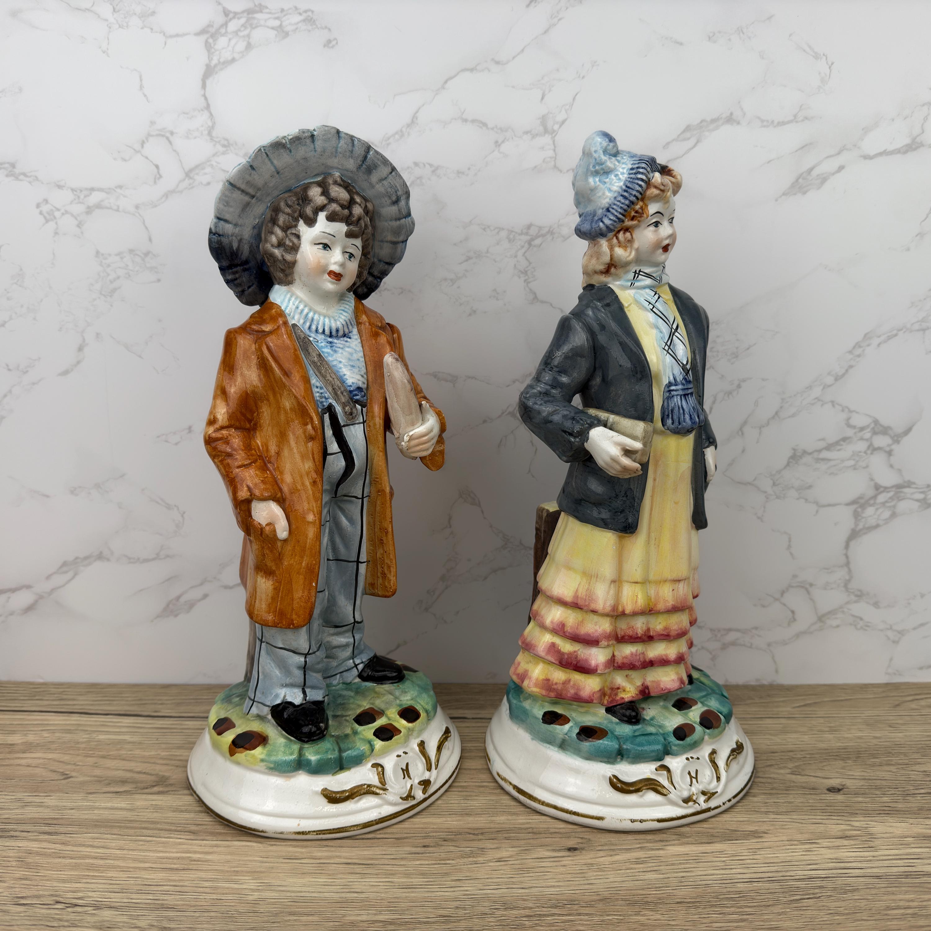 Vintage Capodimonte Figurines, Porcelain Boy and Girl, Italian Home Decor