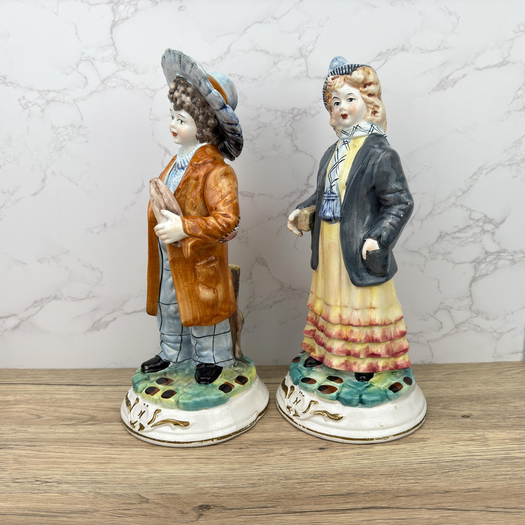 Vintage Capodimonte Figurines, Porcelain Boy and Girl, Italian Home Decor