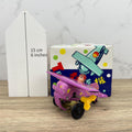 Vintage Pink Tin Training Plane Toy, Wind-Up Collectible
