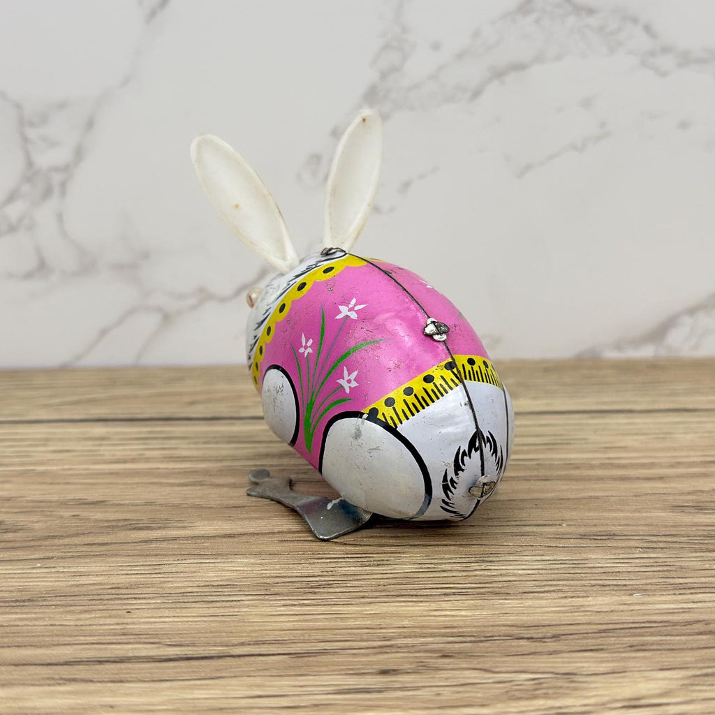 Vintage Clockwork Jumping Rabbit, MS083 Tin Litho Toy, Collectors Gift
