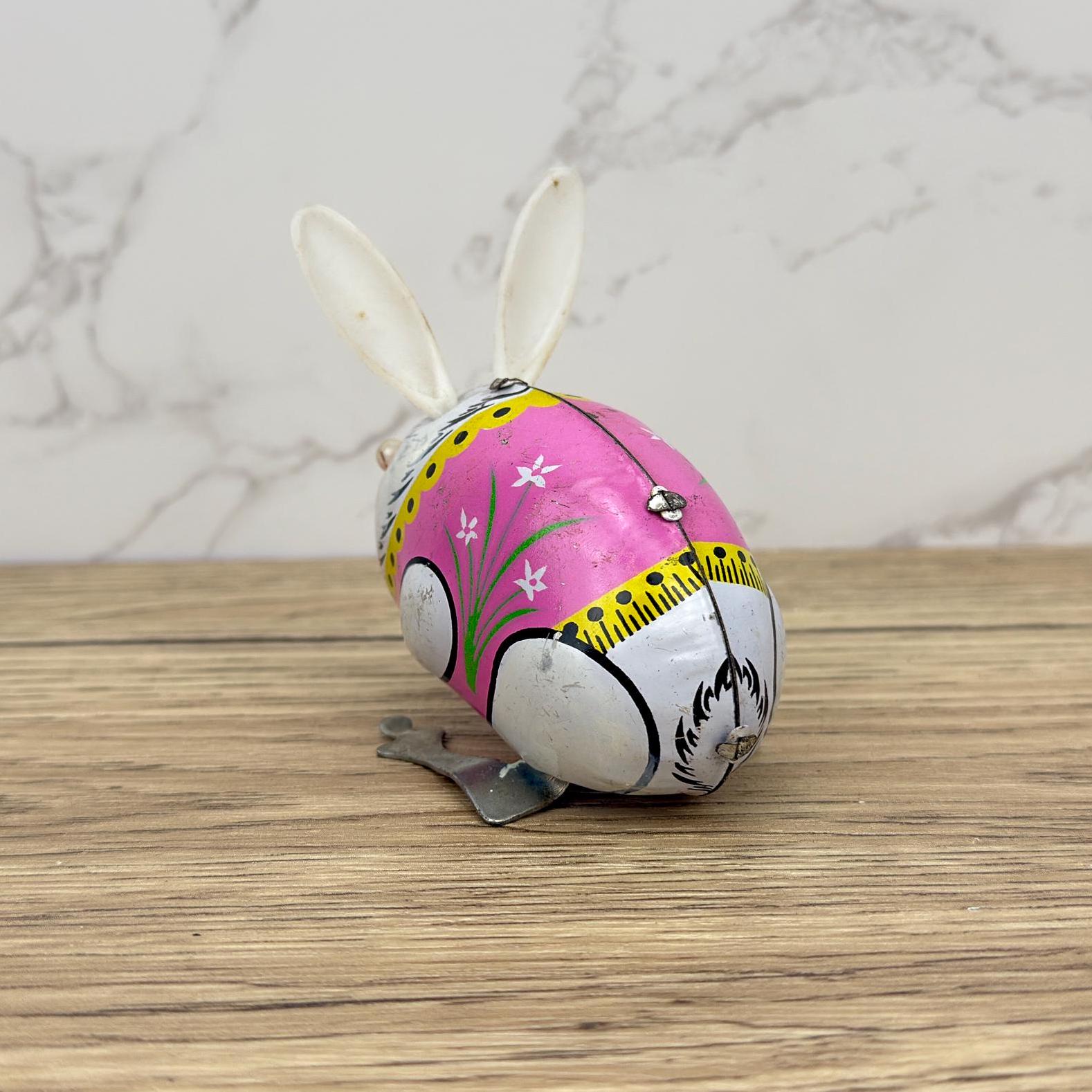 Vintage Clockwork Jumping Rabbit, MS083 Tin Litho Toy, Collectors Gift