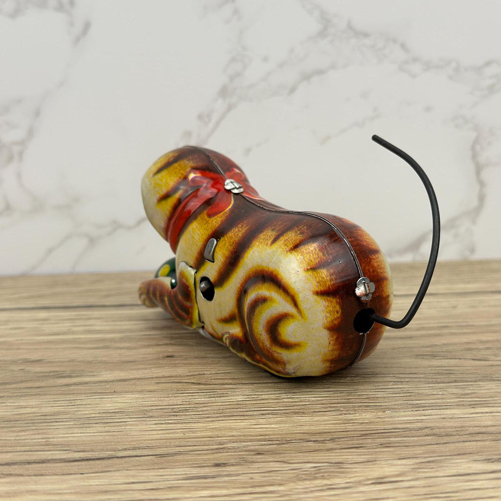 Vintage Litho Wind Up Cat Toy, Tinplate Kitten, Rolling Ball (AS-IS)