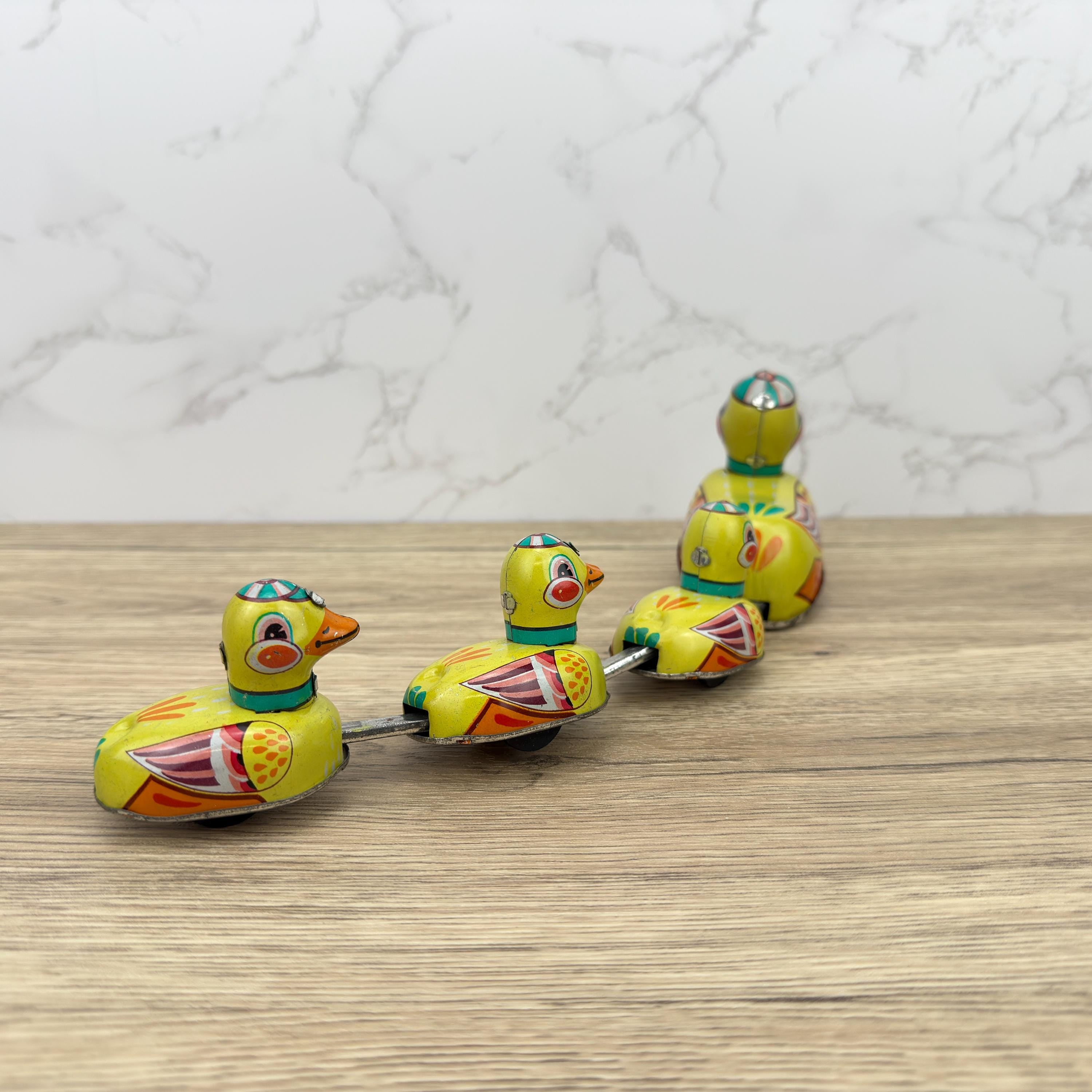 Vintage Tin Wind-Up Duck Family Toy, Beijing No.1 Toy Factory (Key Missing)