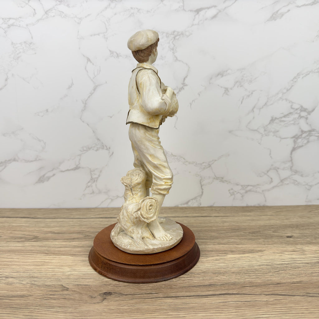 Vintage Leonardo Resin Figurine, Boy with Lamb, Countryside Decor
