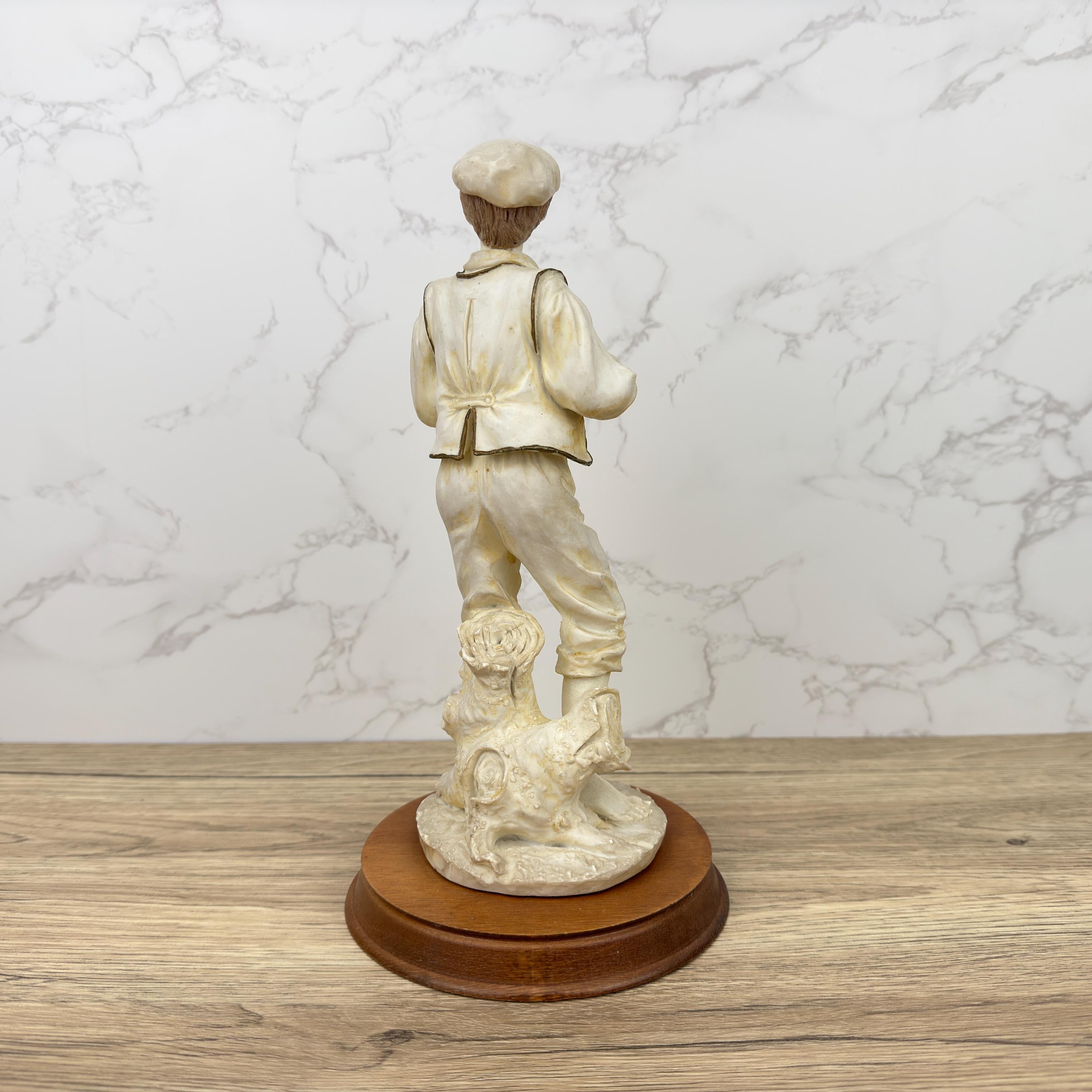 Vintage Leonardo Resin Figurine, Boy with Lamb, Countryside Decor