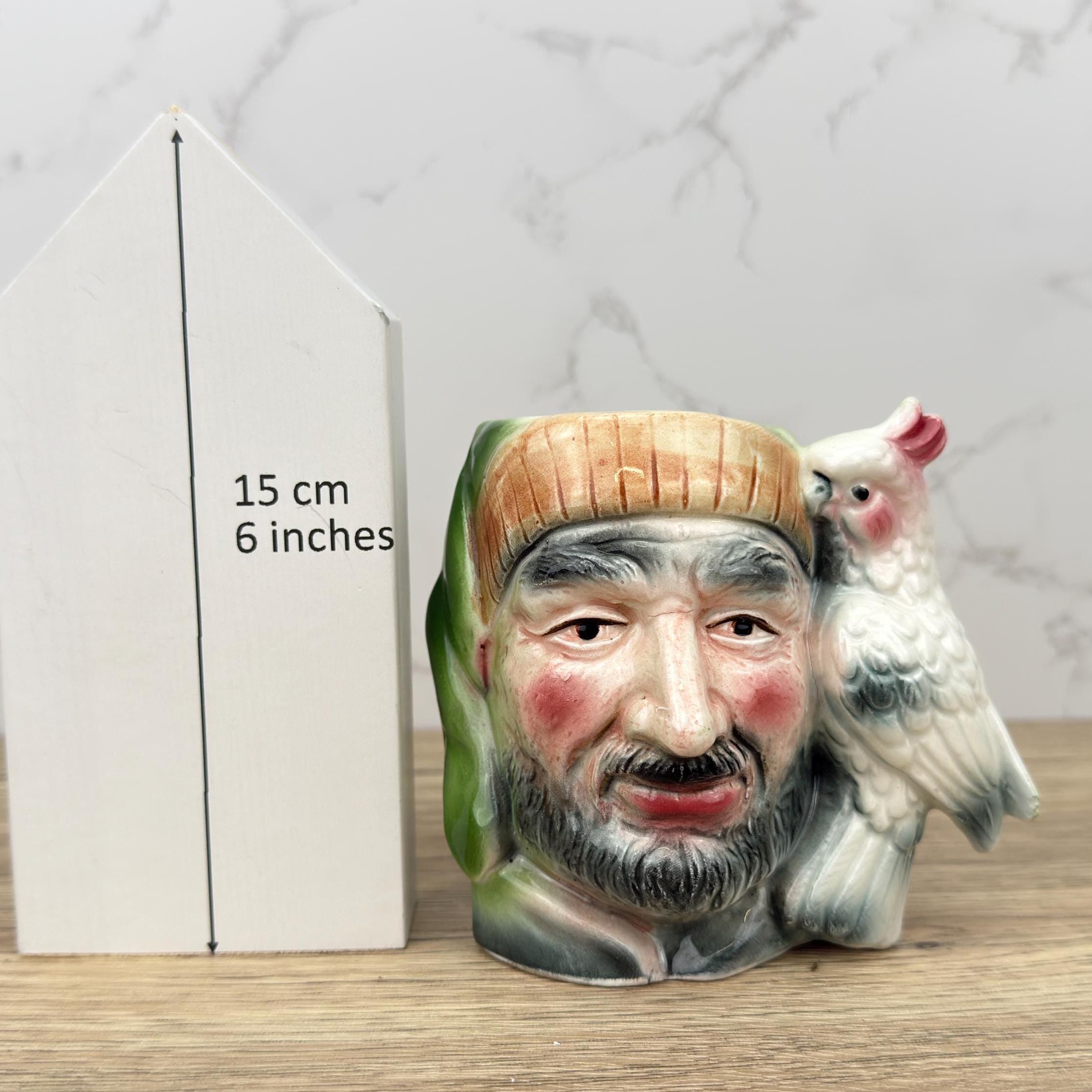 Vintage Ceramic Pirate Toby Jug with Cockatoo