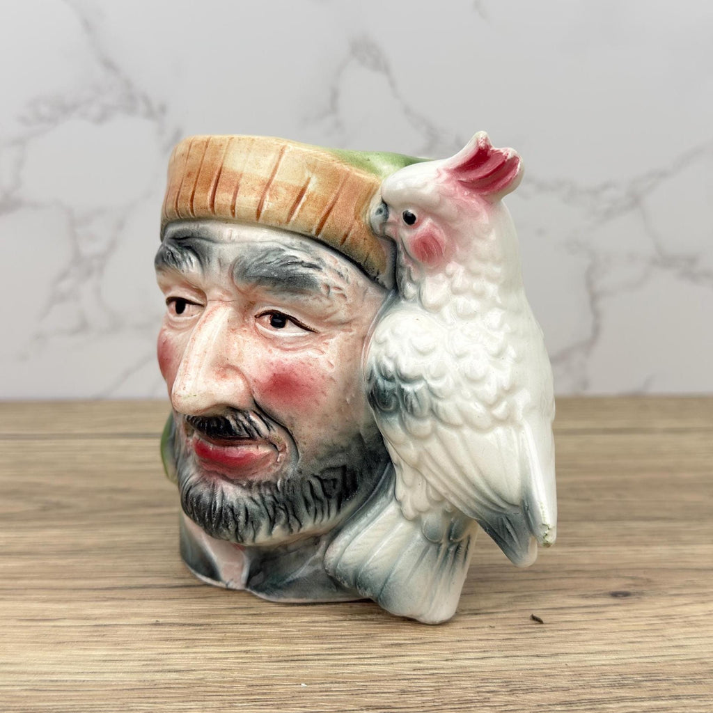 Vintage Ceramic Pirate Toby Jug with Cockatoo