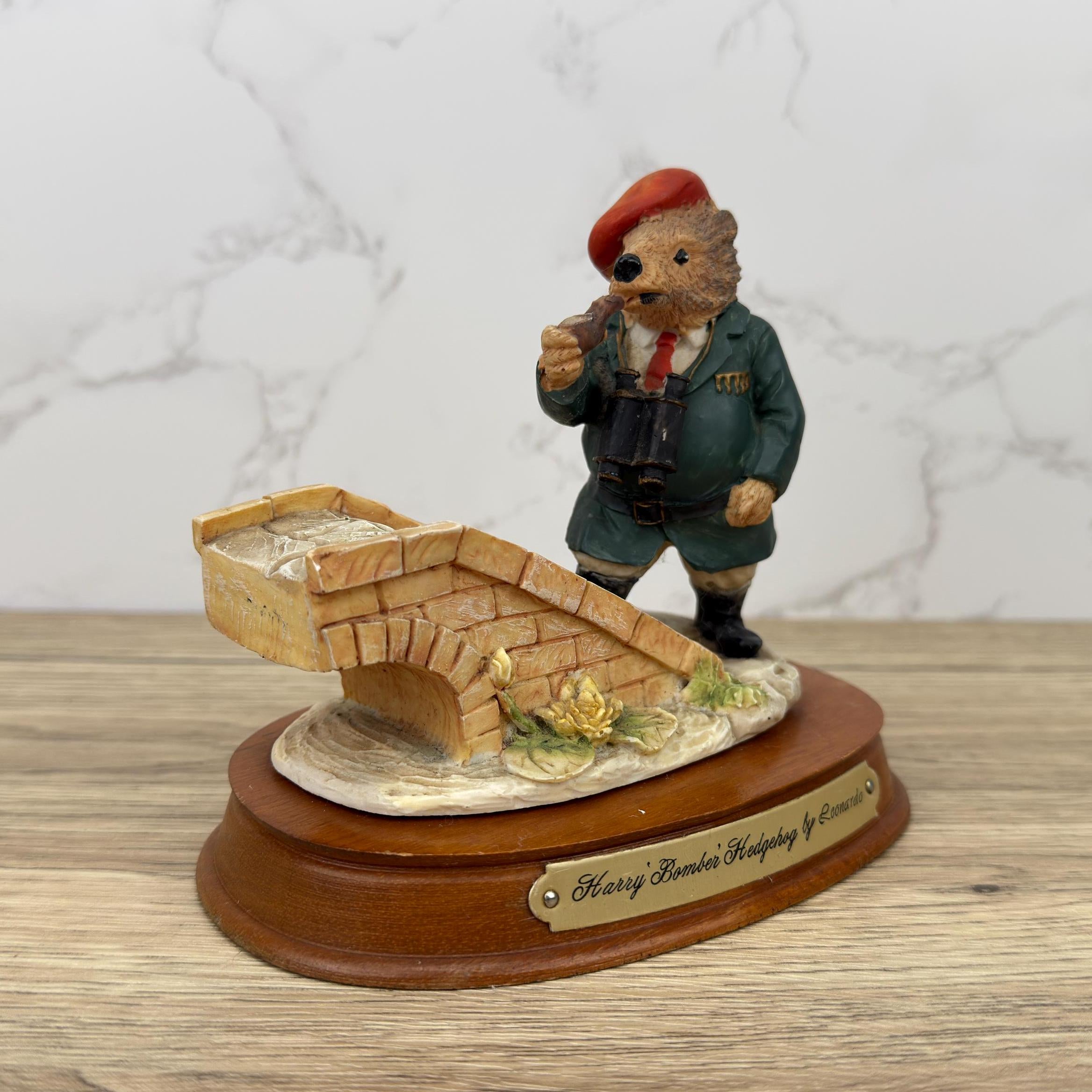 Leonardo Vintage Resin Hedgehog Figurine, Harry Bomber Collectible