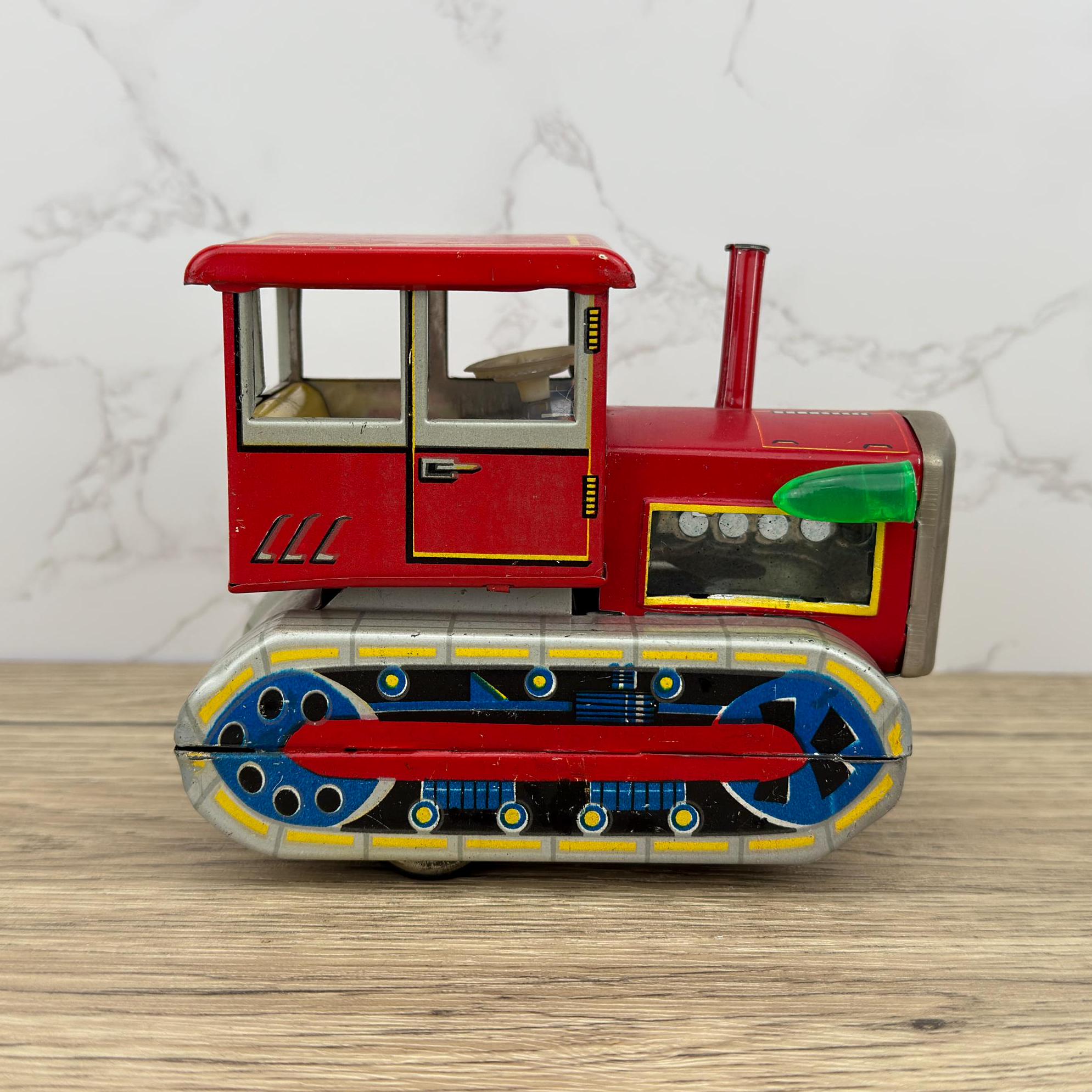 Vintage MF154 Hanomag Tractor Tin Toy, Working Friction Motor
