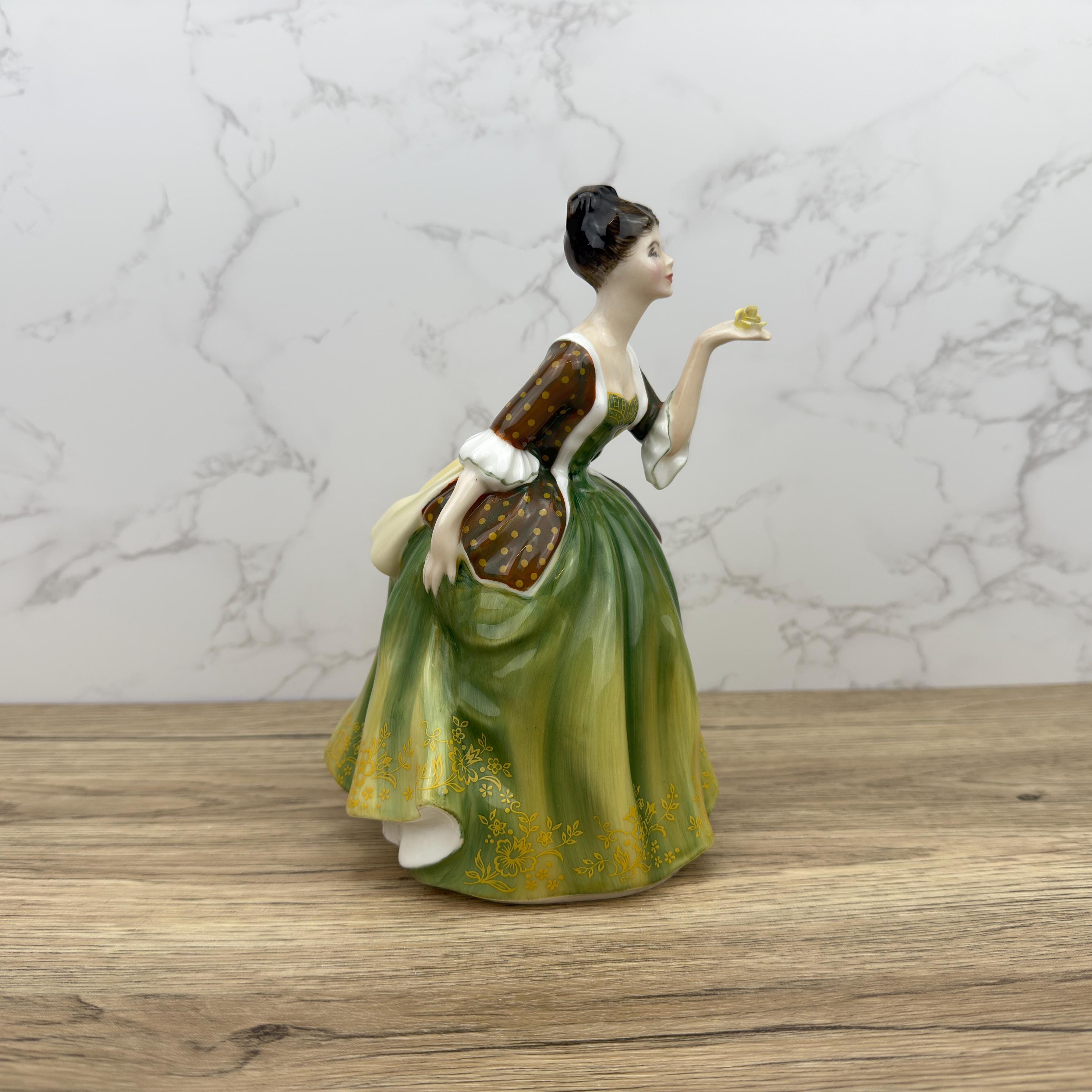 Vintage Royal Doulton Porcelain Figurine, FLEUR HN2368, Green Dress