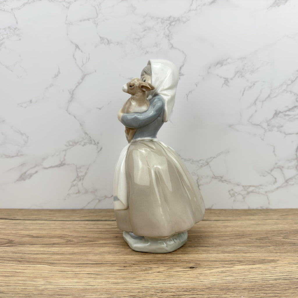 Vintage Nao by Lladro Porcelain Figurine – Girl with Lamb, Made in Spain