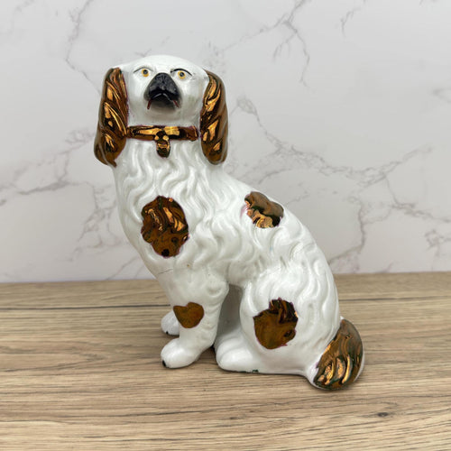 Antique Staffordshire Spaniel Dog Figurine, Victorian Mantel Decor