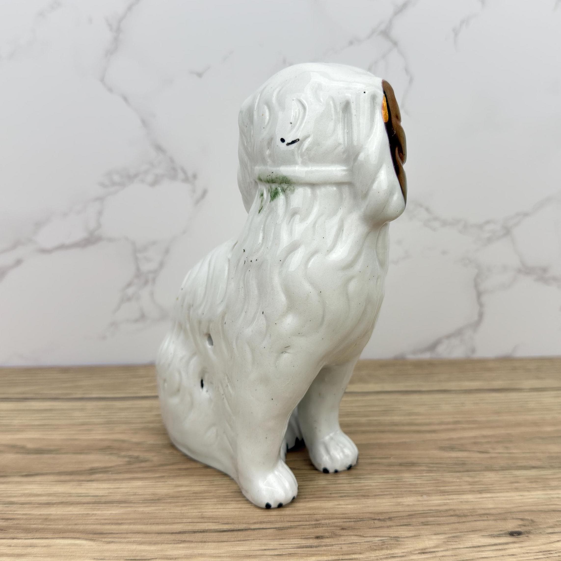 Antique Staffordshire Spaniel Dog Figurine, Victorian Mantel Decor