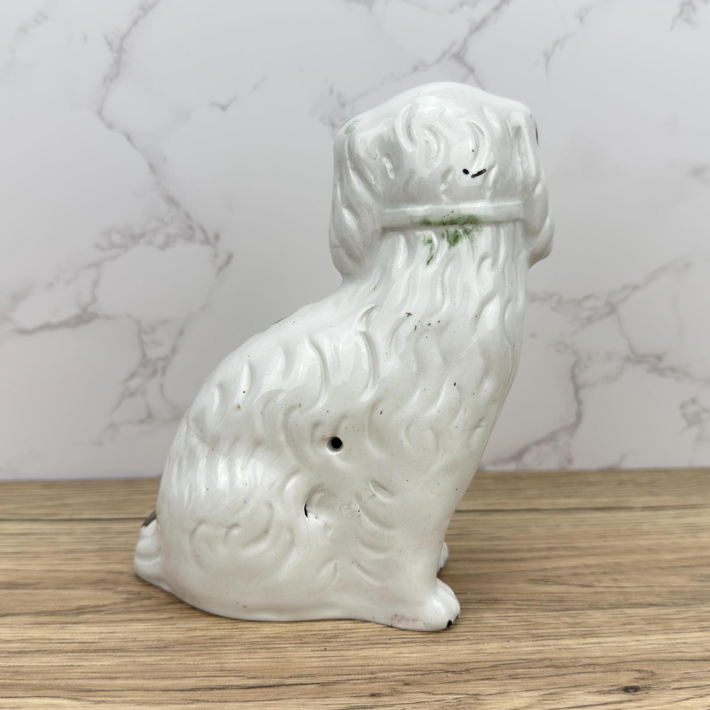 Antique Staffordshire Spaniel Dog Figurine, Victorian Mantel Decor