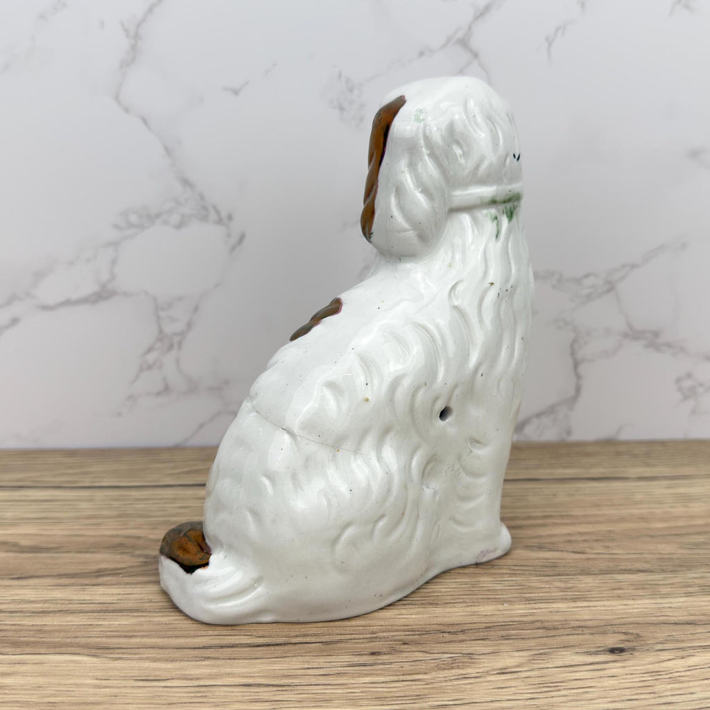 Antique Staffordshire Spaniel Dog Figurine, Victorian Mantel Decor