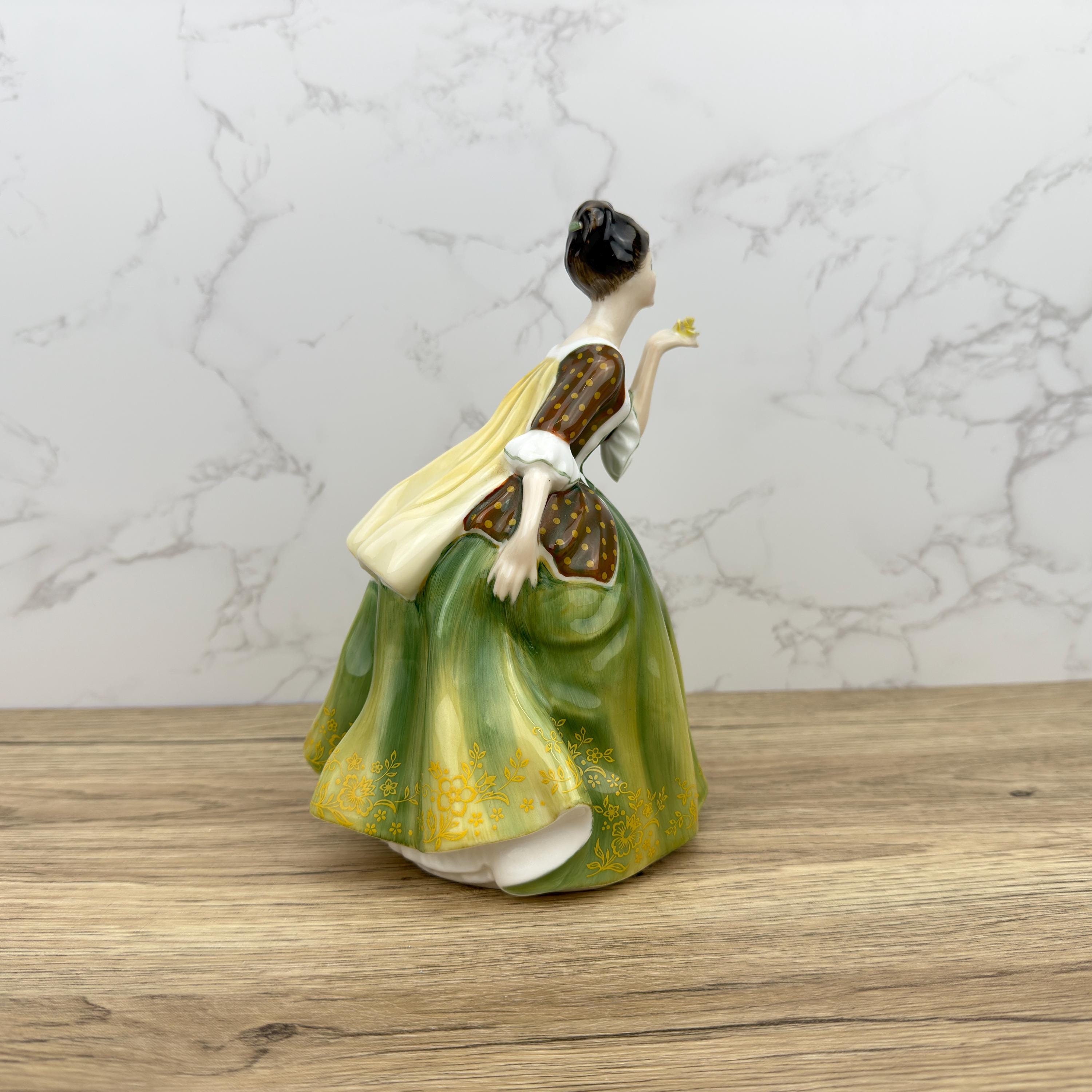 Vintage Royal Doulton Porcelain Figurine, FLEUR HN2368, Green Dress