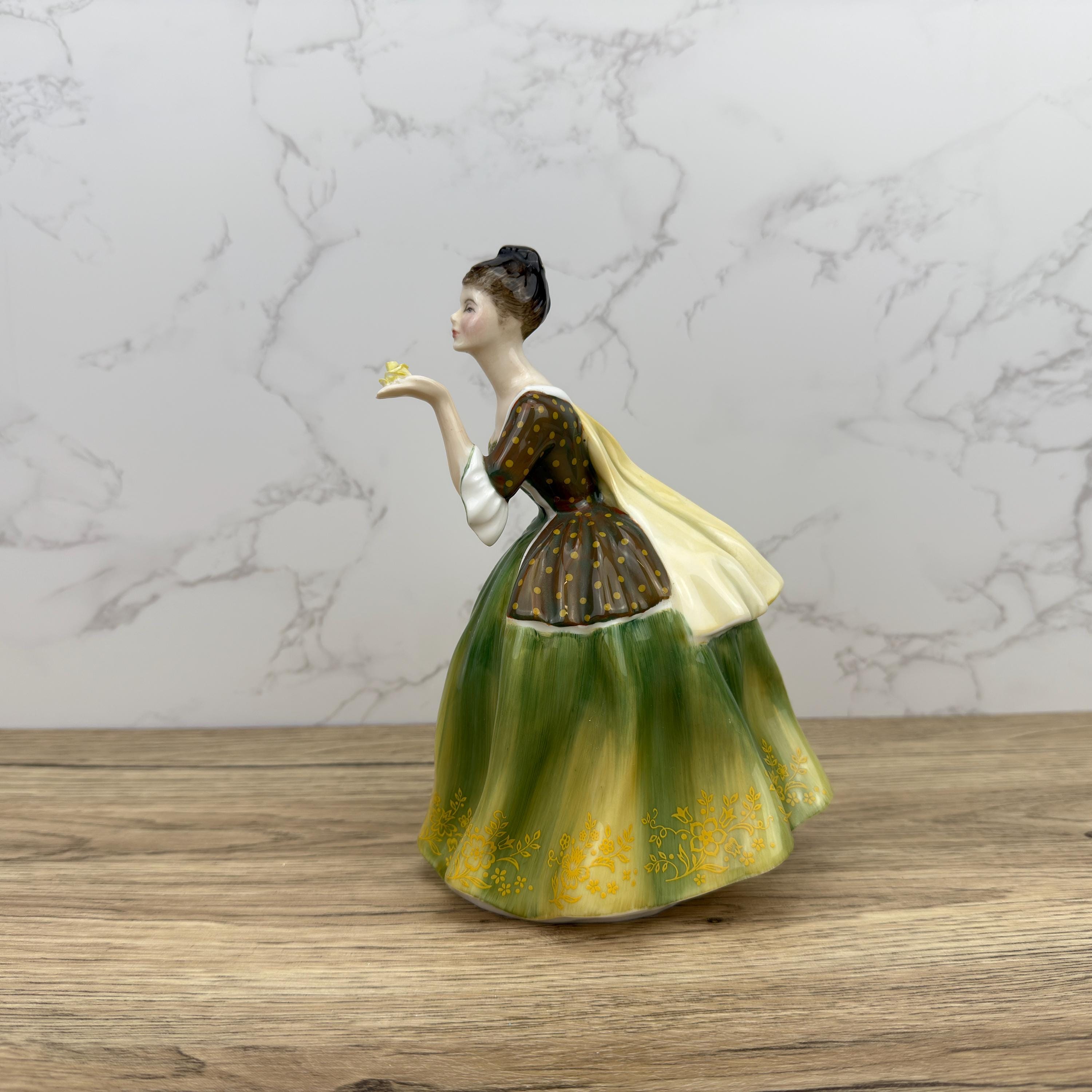 Vintage Royal Doulton Porcelain Figurine, FLEUR HN2368, Green Dress