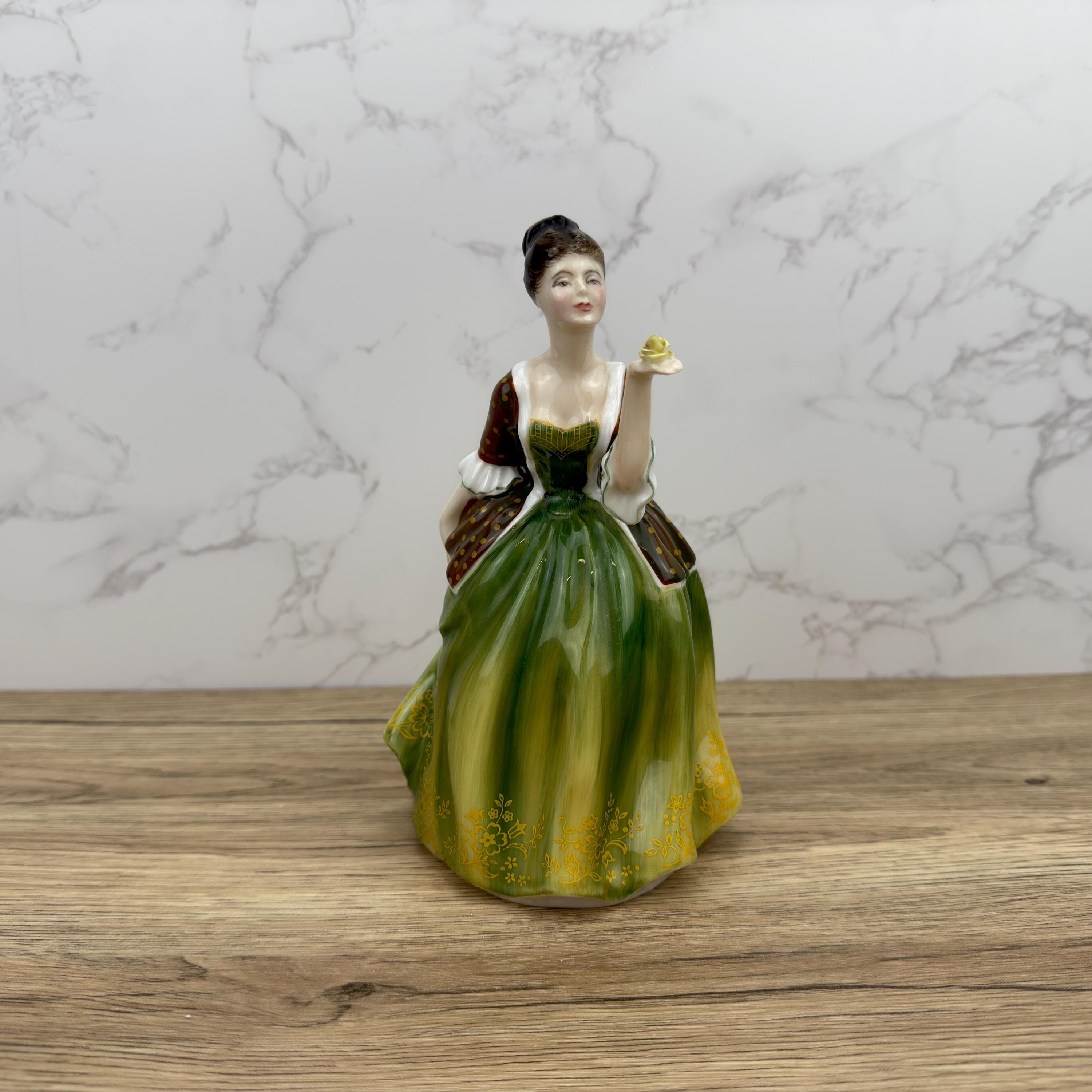 Vintage Royal Doulton Porcelain Figurine, FLEUR HN2368, Green Dress
