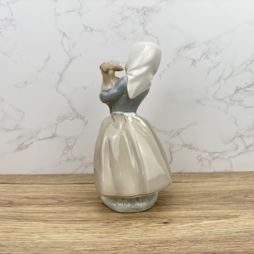 Vintage Nao by Lladro Porcelain Figurine – Girl with Lamb, Made in Spain