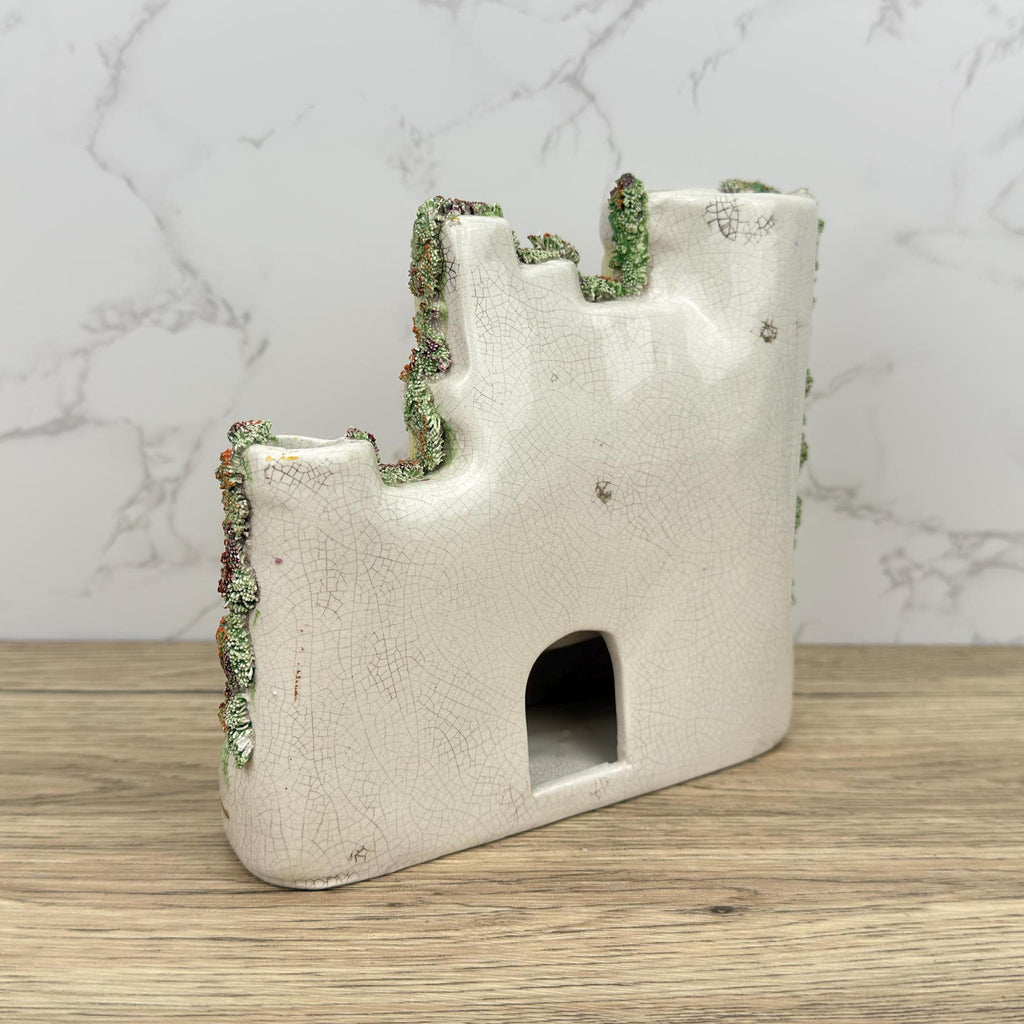 Antique Staffordshire Flatback Castle, Victorian Porcelain Cottage Burner