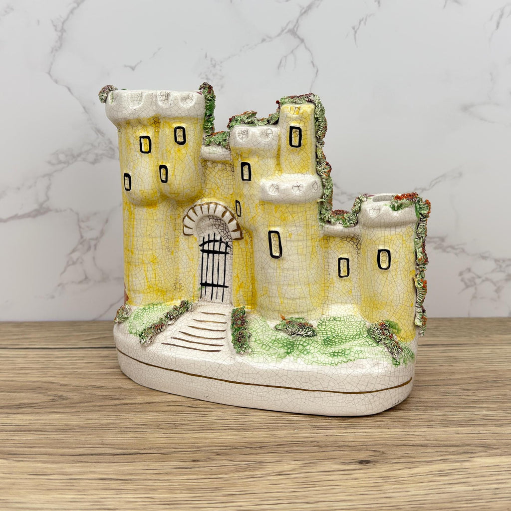 Antique Staffordshire Flatback Castle, Victorian Porcelain Cottage Burner