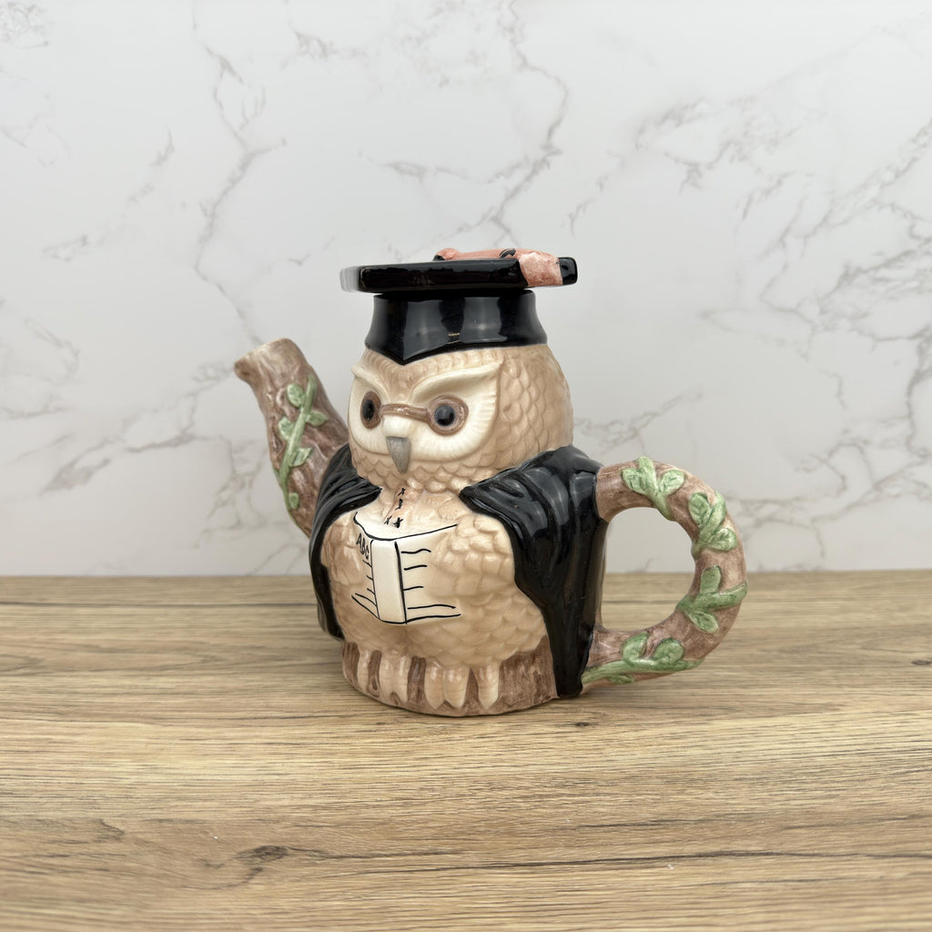 Vintage Professor Owl Teapot, Collectible Novelty Porcelain Teapot