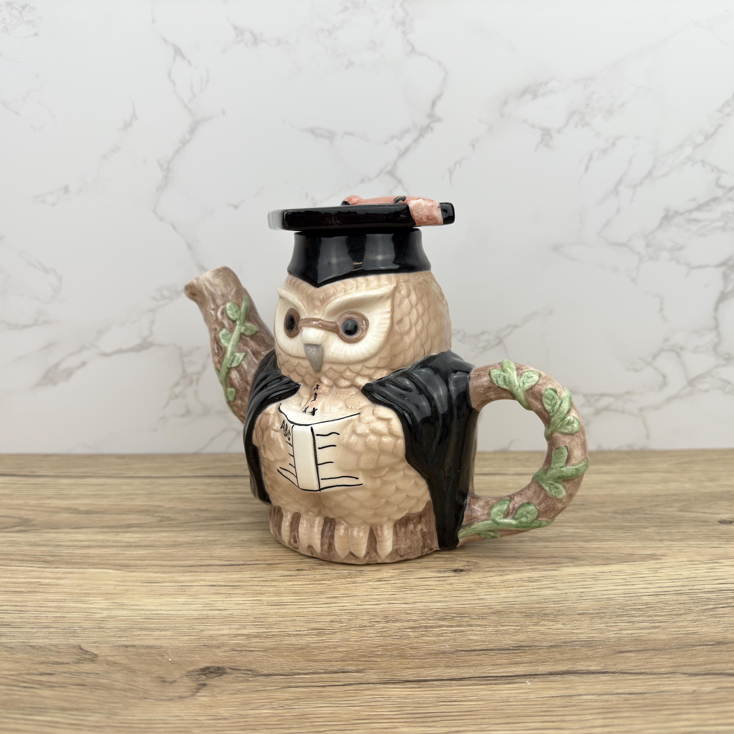 Vintage Professor Owl Teapot, Collectible Novelty Porcelain Teapot