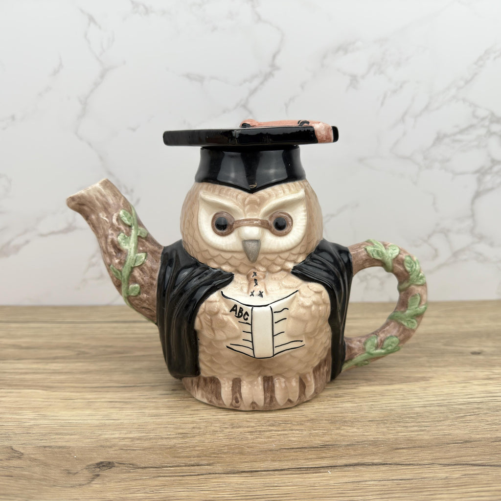 Vintage Professor Owl Teapot, Collectible Novelty Porcelain Teapot