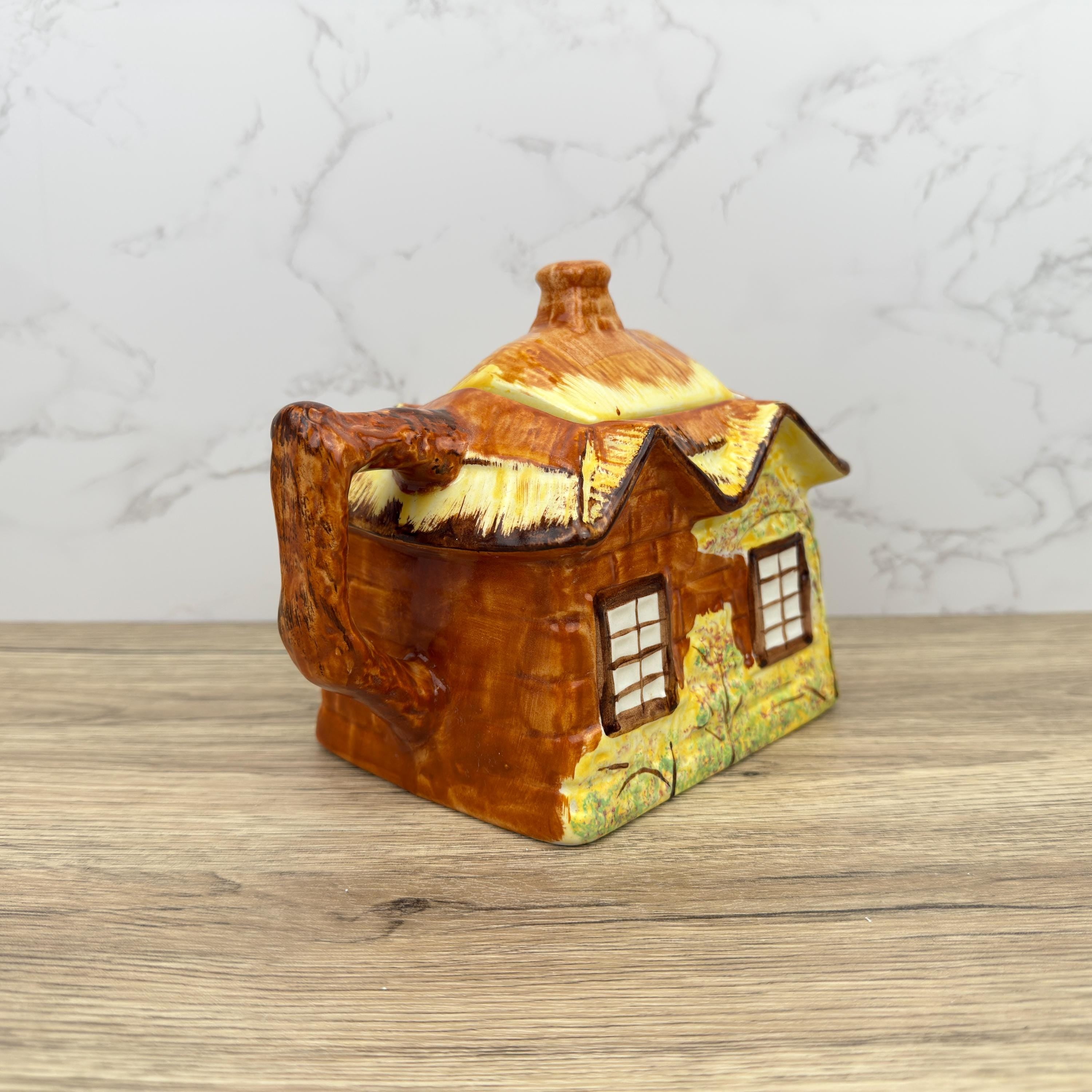 Vintage Cottage Teapot, Price and Kensingtons, Ye Olde Cottage 1950s Porcelain, English Thatched Cottage, Hand Painted, Cottageware Teatime
