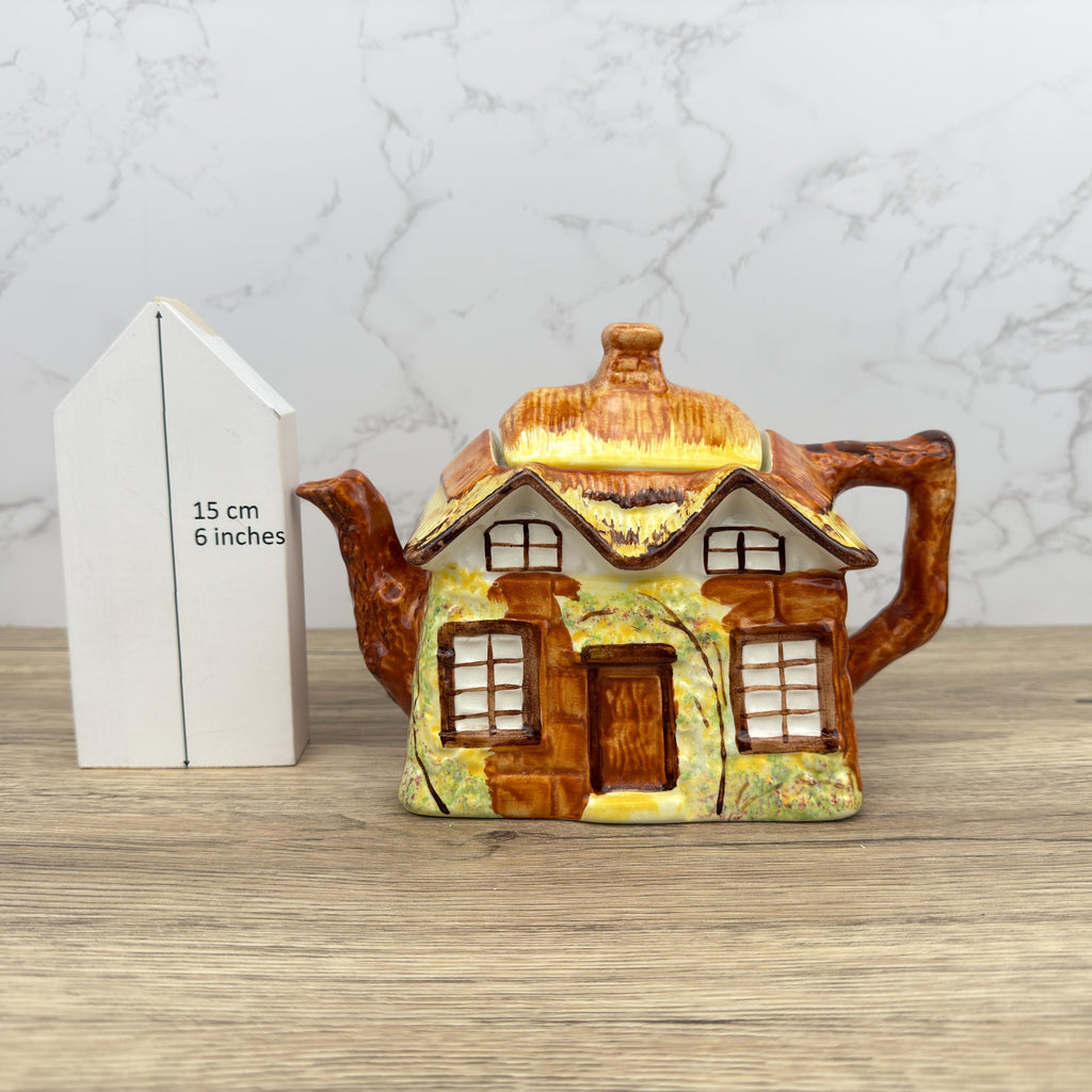 Vintage Cottage Teapot, Price and Kensingtons, Ye Olde Cottage 1950s Porcelain, English Thatched Cottage, Hand Painted, Cottageware Teatime