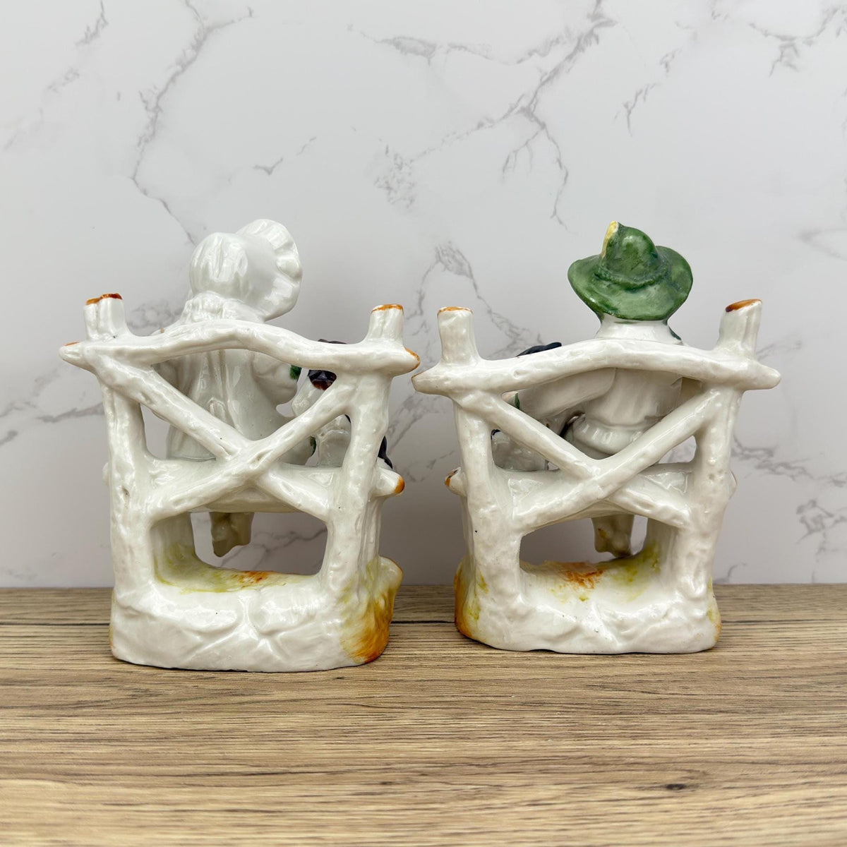 Vintage Porcelain Figurines – Boy & Girl with Dogs, Victorian Style