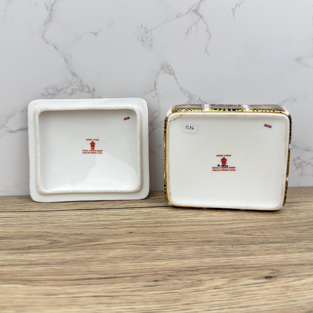 Royal Crown Derby Old Imari Lidded Trinket Box, Collectible Porcelain