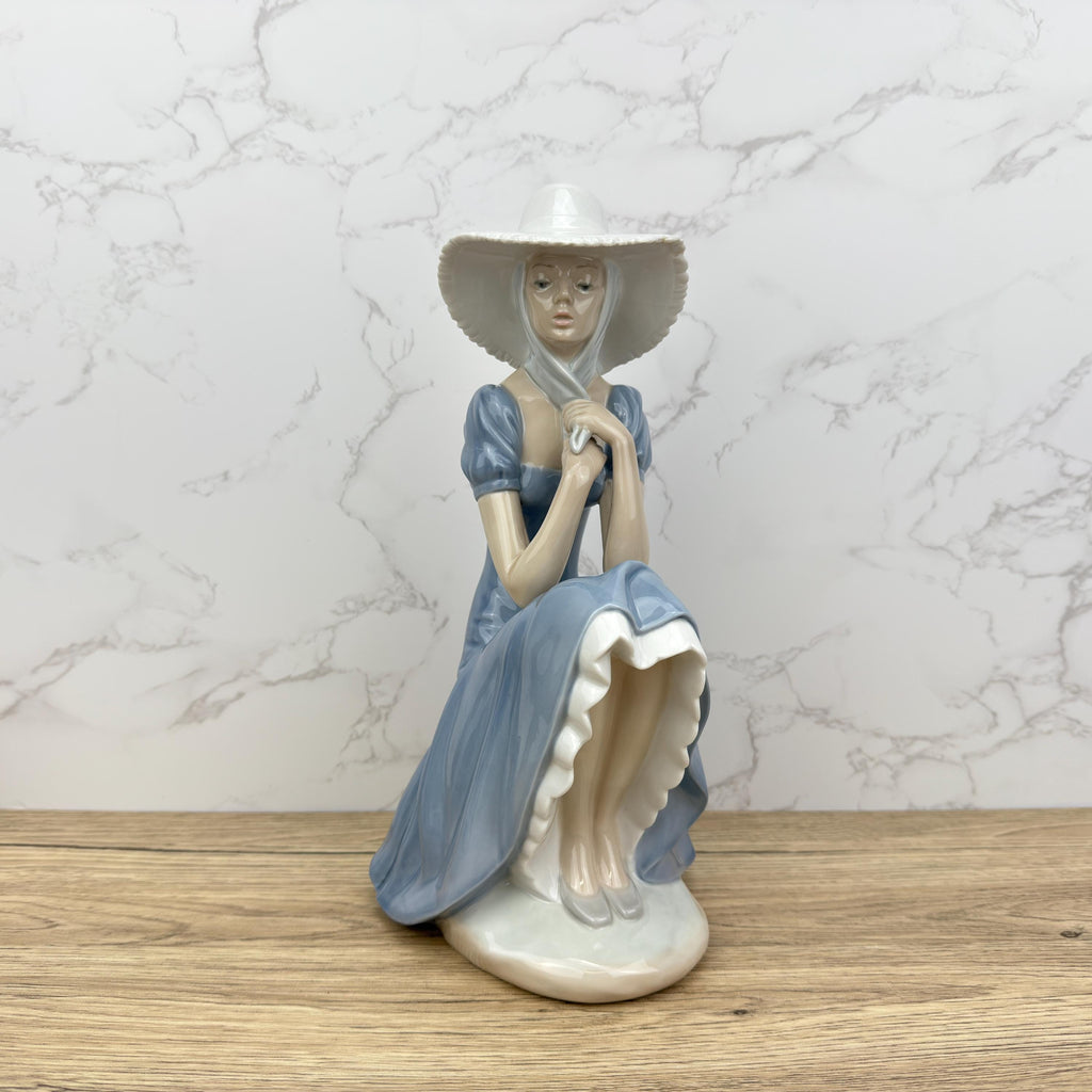 Lladro Nao La Pamela Figurine | Vintage Spanish Porcelain, Lady with Hat