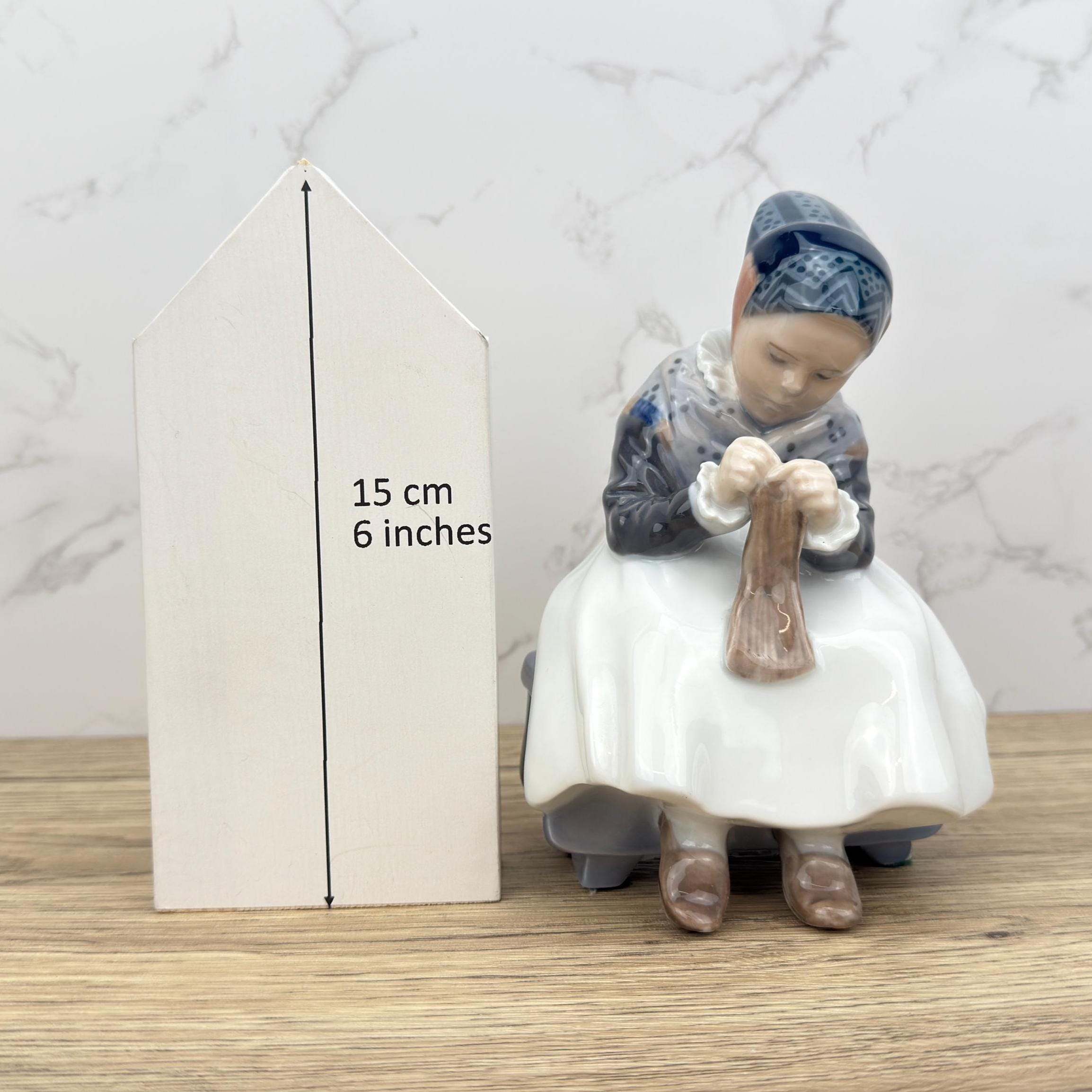 Royal Copenhagen Figurine – Danish Porcelain Woman Knitting, Nordic Decor